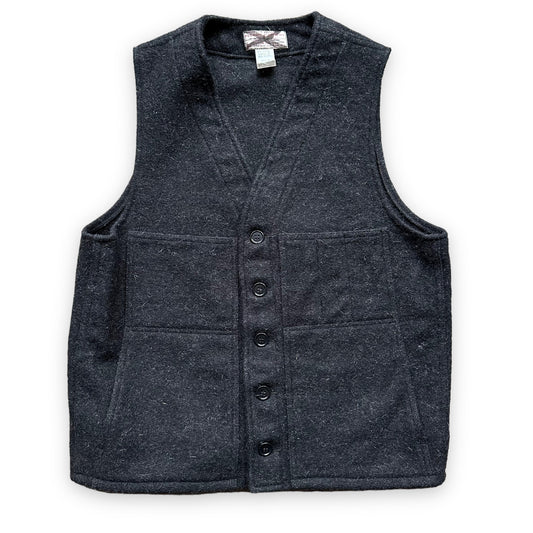 Front View of Vintage Filson Charcoal Mackinaw Wool Vest SZ 42 |  Vintage Filson Vest Seattle | Barn Owl Vintage