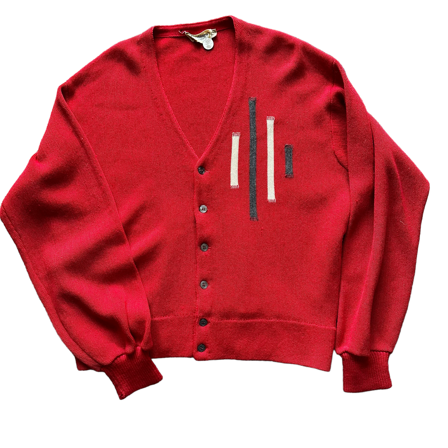 Front Flat Lay View  of Vintage Hastings Red Wool Cardigan | Vintage Clothing Seattle