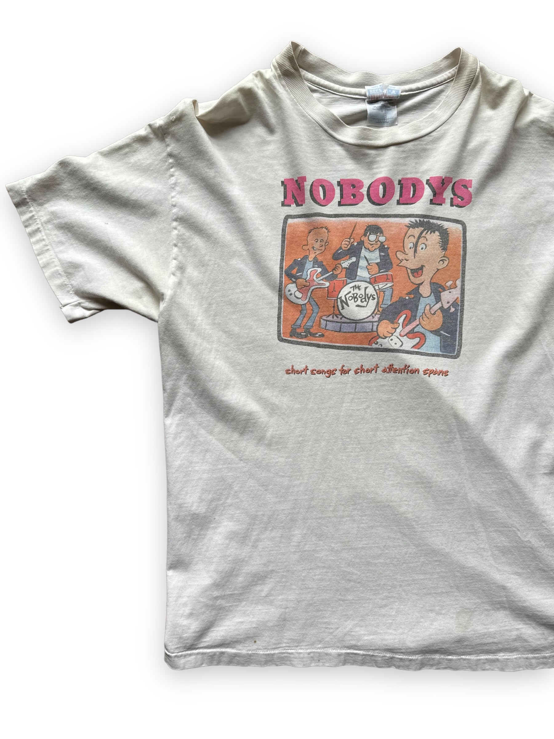 Right Side Front View of Vintage The Nobodys Short Songs For Short Attention Spans Tee SZ XL |  Hopeless Records Rock Tee | Barn Owl Vintage Seattle