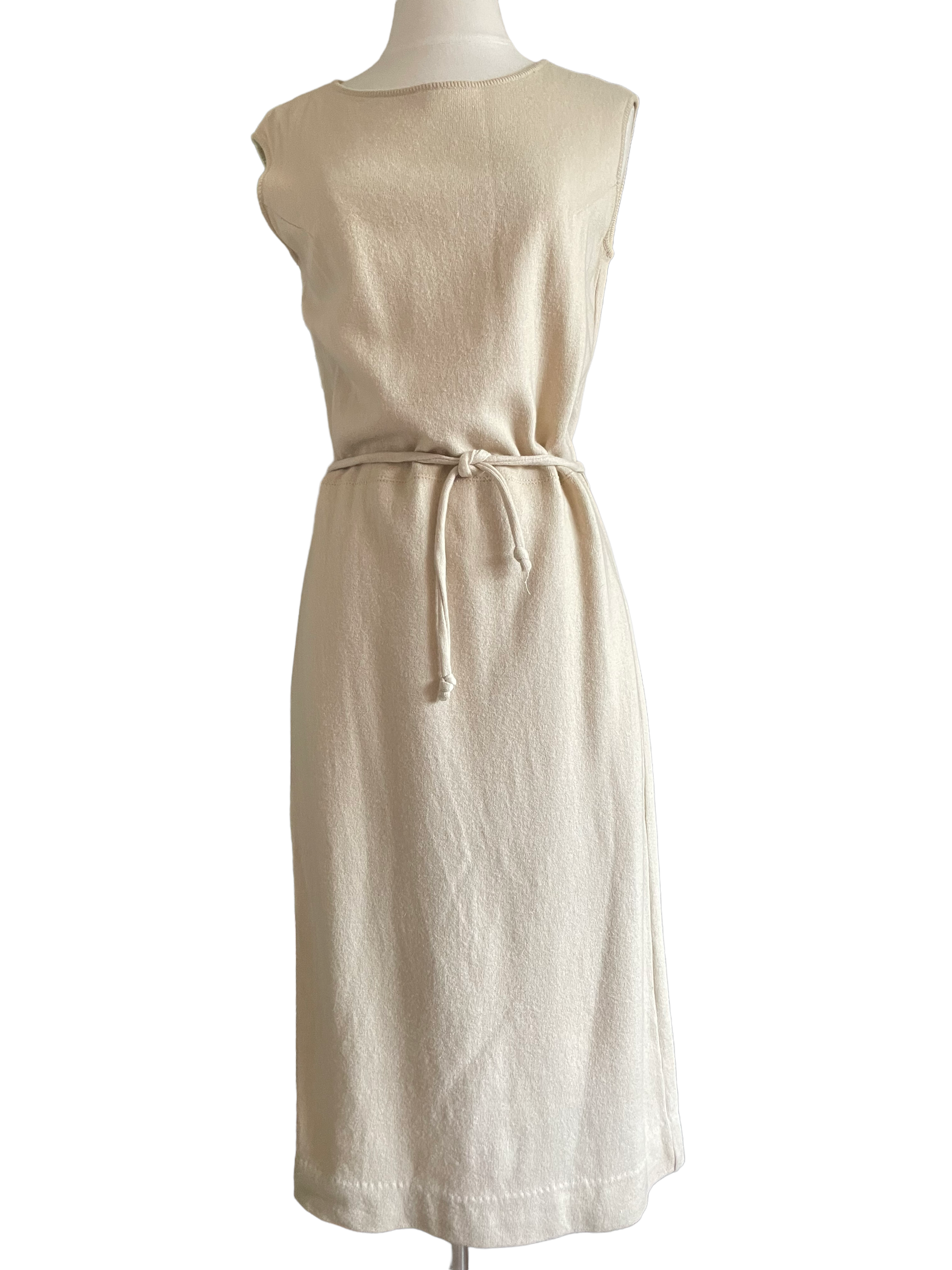 Vintage 1960s Jantzen Cream Wool Dress SZ Med |  Barn Owl Vintage | Seattle Vintage Dresses Full front view.