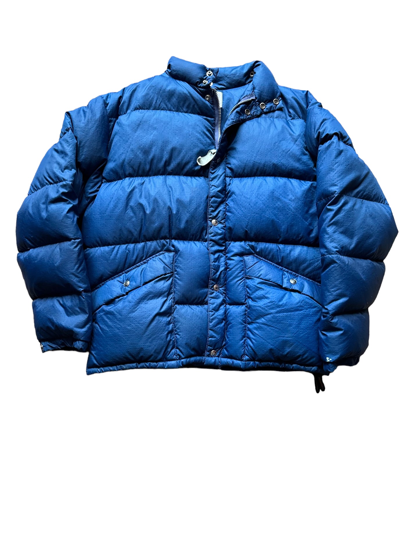 Front View of Vintage Sprung Blue Goose Down Puffer Jacket SZ XL | Vintage Puffer Jacket Seattle | Barn Owl Vintage Seattle