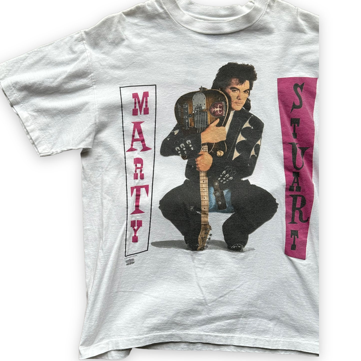Front Right View of Vintage Marty Stuart Love & Luck Tee SZ L | Country Music Tees Seattle | Barn Owl Vintage Goods