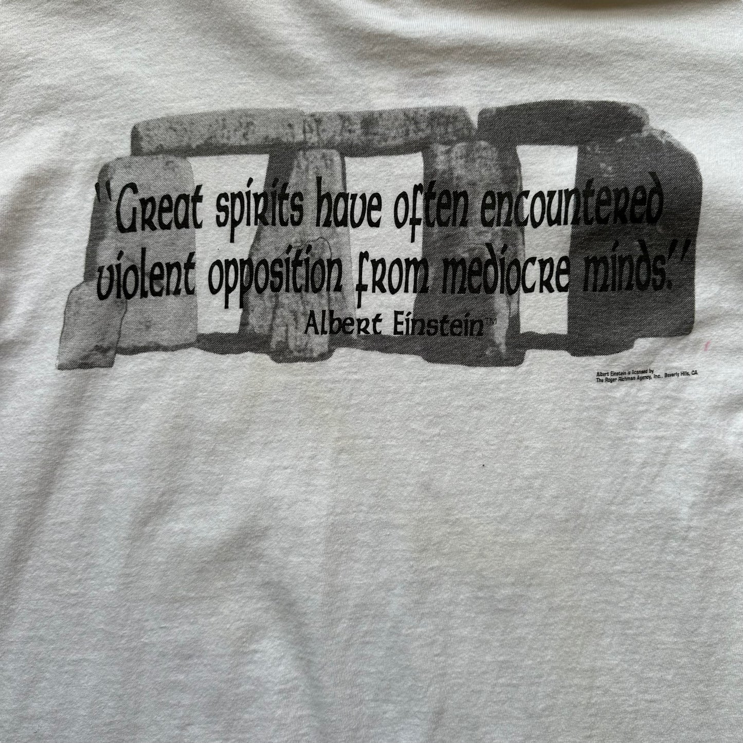 Quote on back of Vintage All Over Print Albert Einstein Andazia Tee SZ L |  Vintage AOP Single Stitch Tee Seattle | Barn Owl Vintage