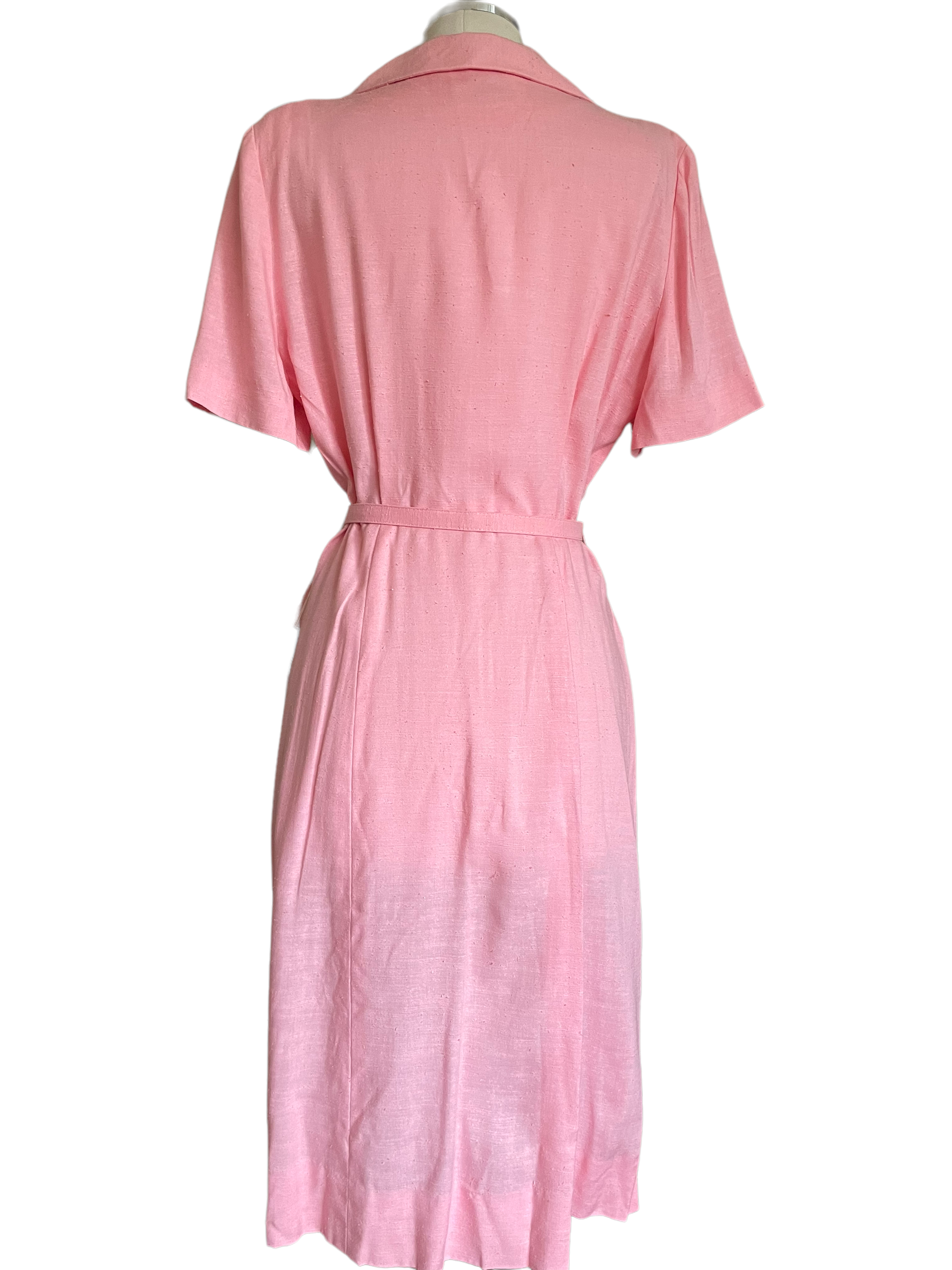 Vintage 1950s Deadstock Lordleigh Light Pink Silk and Rayon Dress SZ M |  Barn Owl Vintage | Seattle Vintage Dresses Full back view.