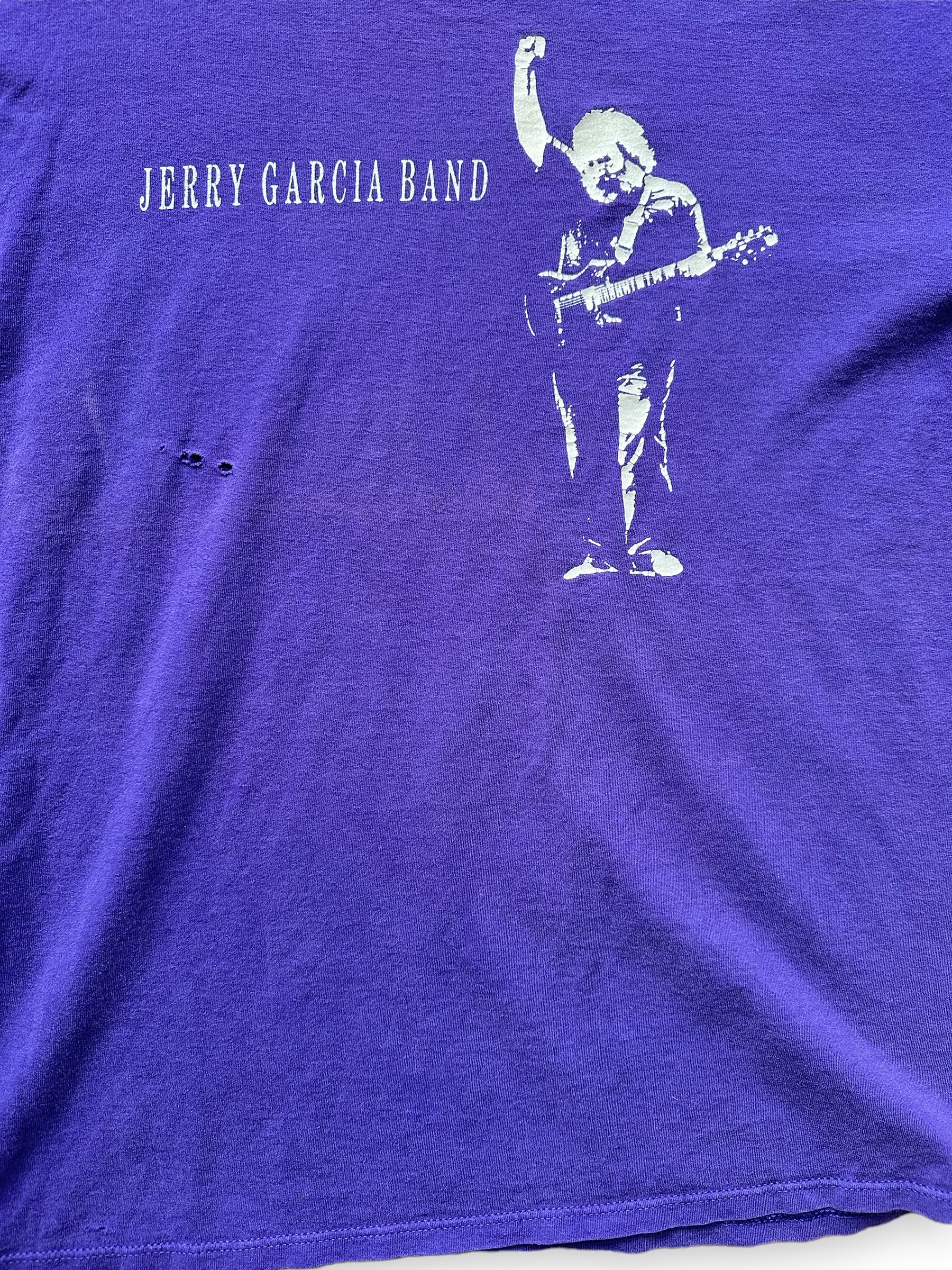 Front Graphic Detail on Vintage Jerry Garcia Band Tour Tee Tee SZ L |  Vintage Grateful Dead Tee Seattle | Barn Owl Vintage