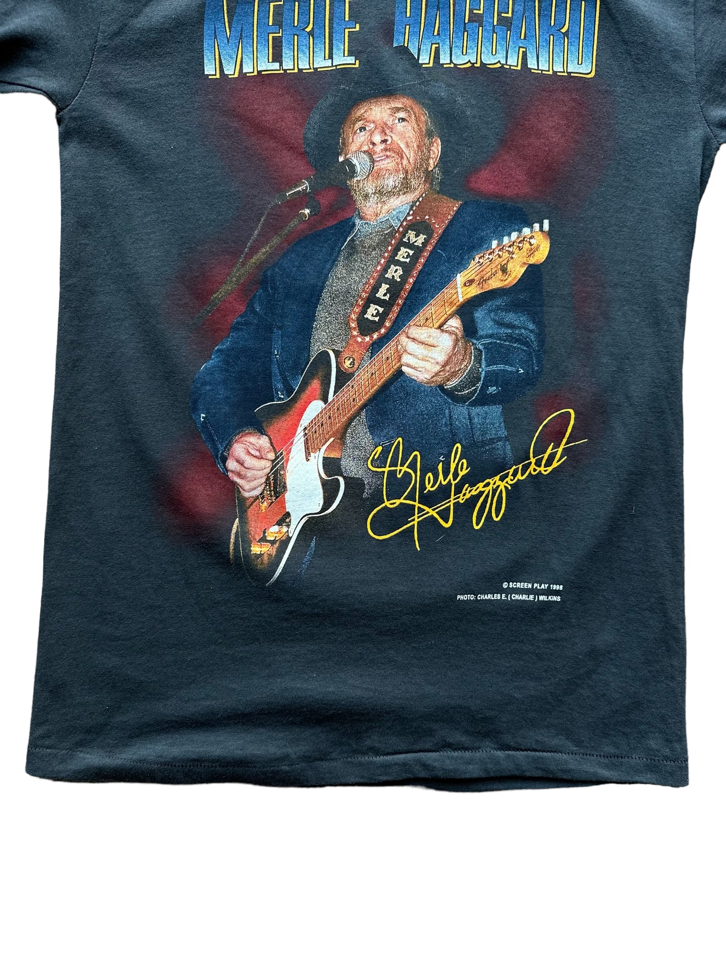 Lower Front View on Vintage Merle Haggard Tee Size Small |  Vintage Country Music TShirt | Barn Owl Vintage Seattle