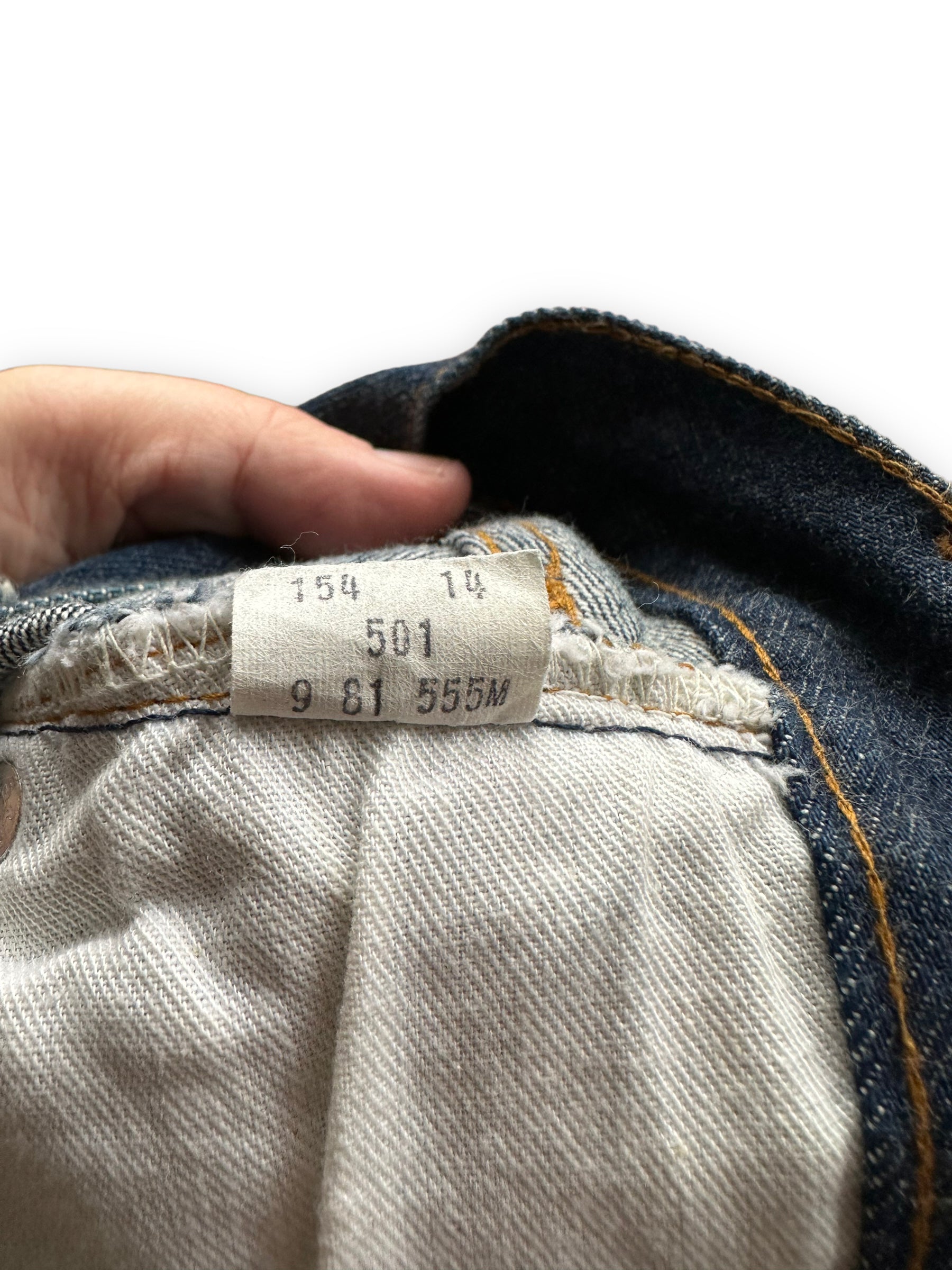 Inner Tag on Vintage Double Stitch Levis 501 Redlines W28 L29 | Vintage Redlines Seattle | Barn Owl Vintage Workwear