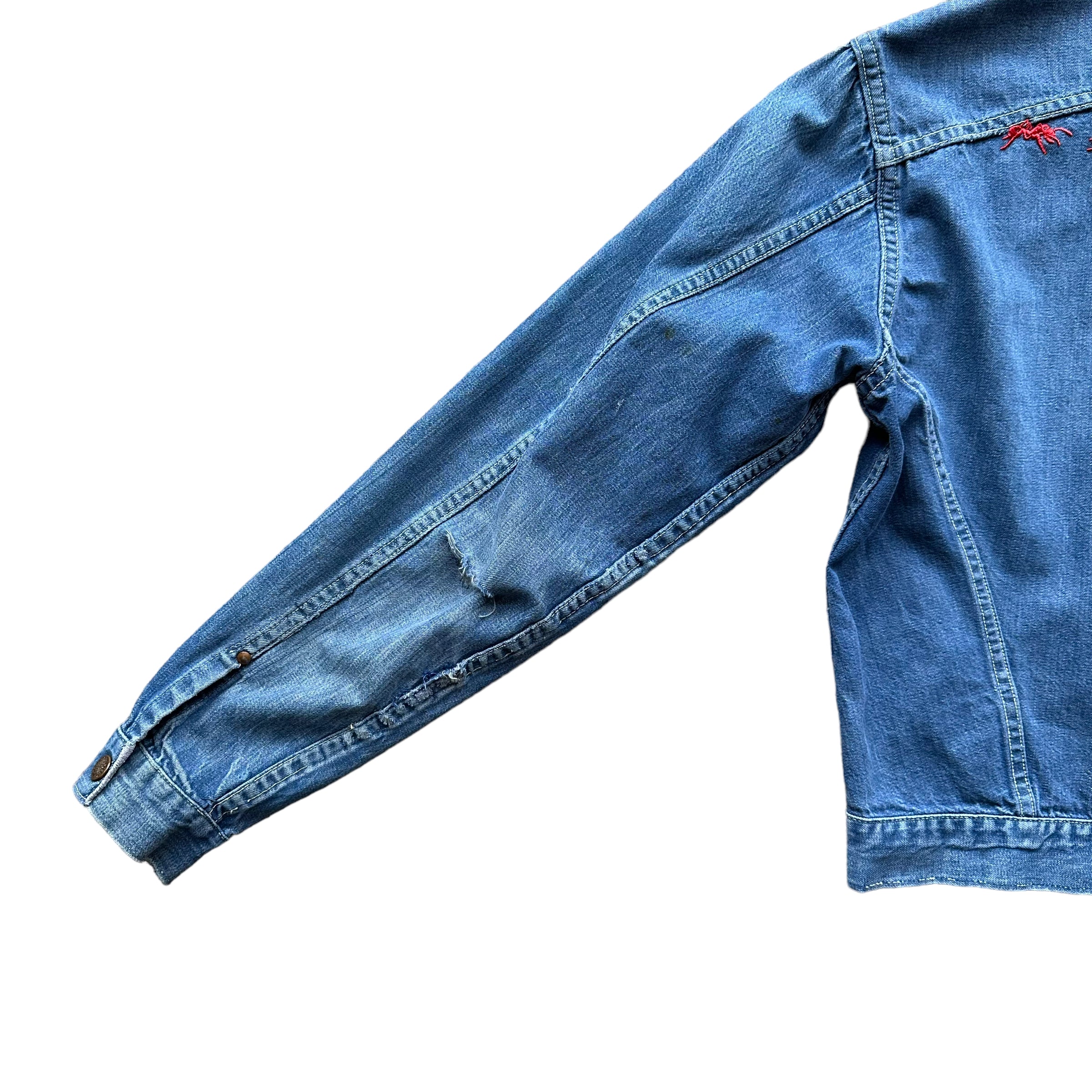 Vintage Pleated Type II Style Denim Jacket SZ M | Vintage Denim 