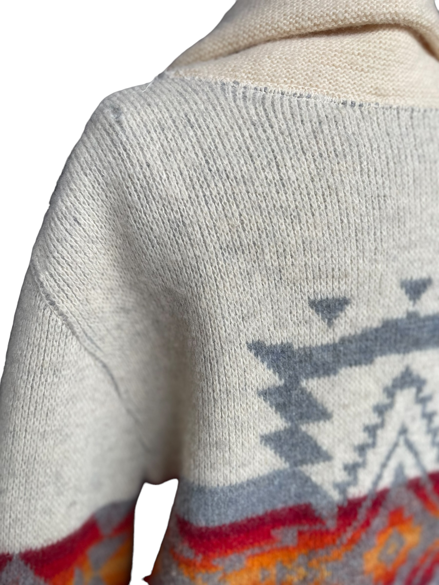 Vintage Pendleton Western Wear Cardigan Sweater | Barn Owl Vintage | Seattle Vintage Sweaters Left side back shoulder view.