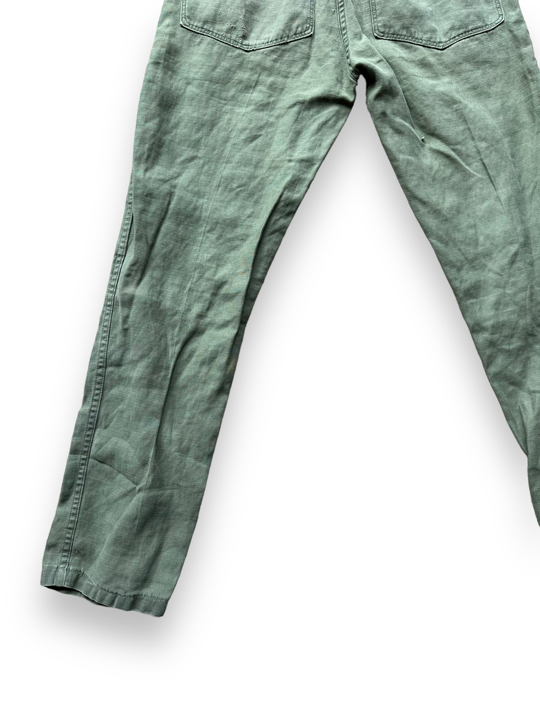 Left Rear View of Vintage Sateen OG-107's W30 L32.5 | Vintage Viet Nam Era Baker Pants Seattle | Barn Owl Vintage Workwear