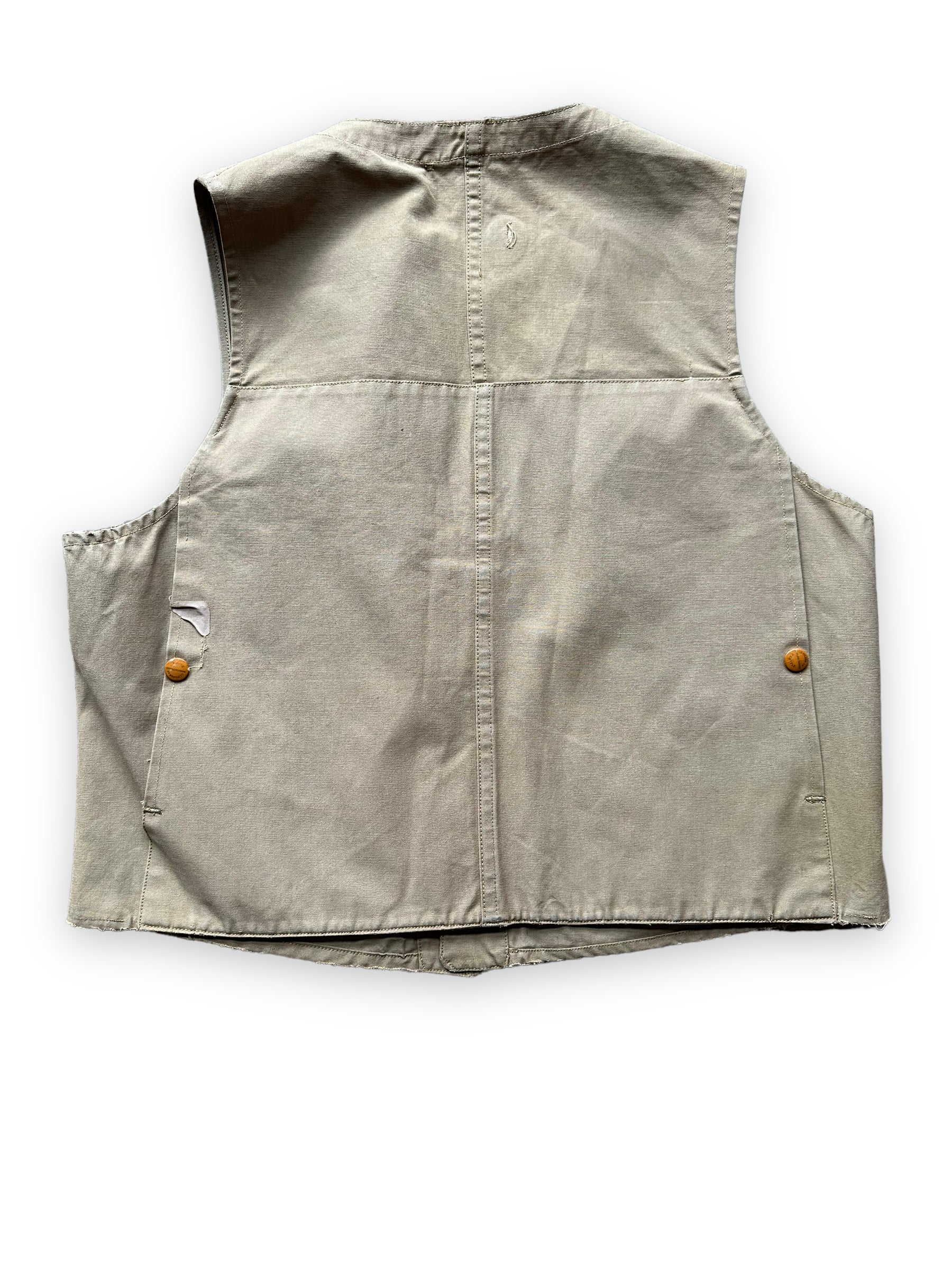 Rear View of Vintage 1930s Era Filson FilClo Era Tin Cloth Vest SZ L |  FilClo Vintage Workwear | Barn Owl Vintage Seattle