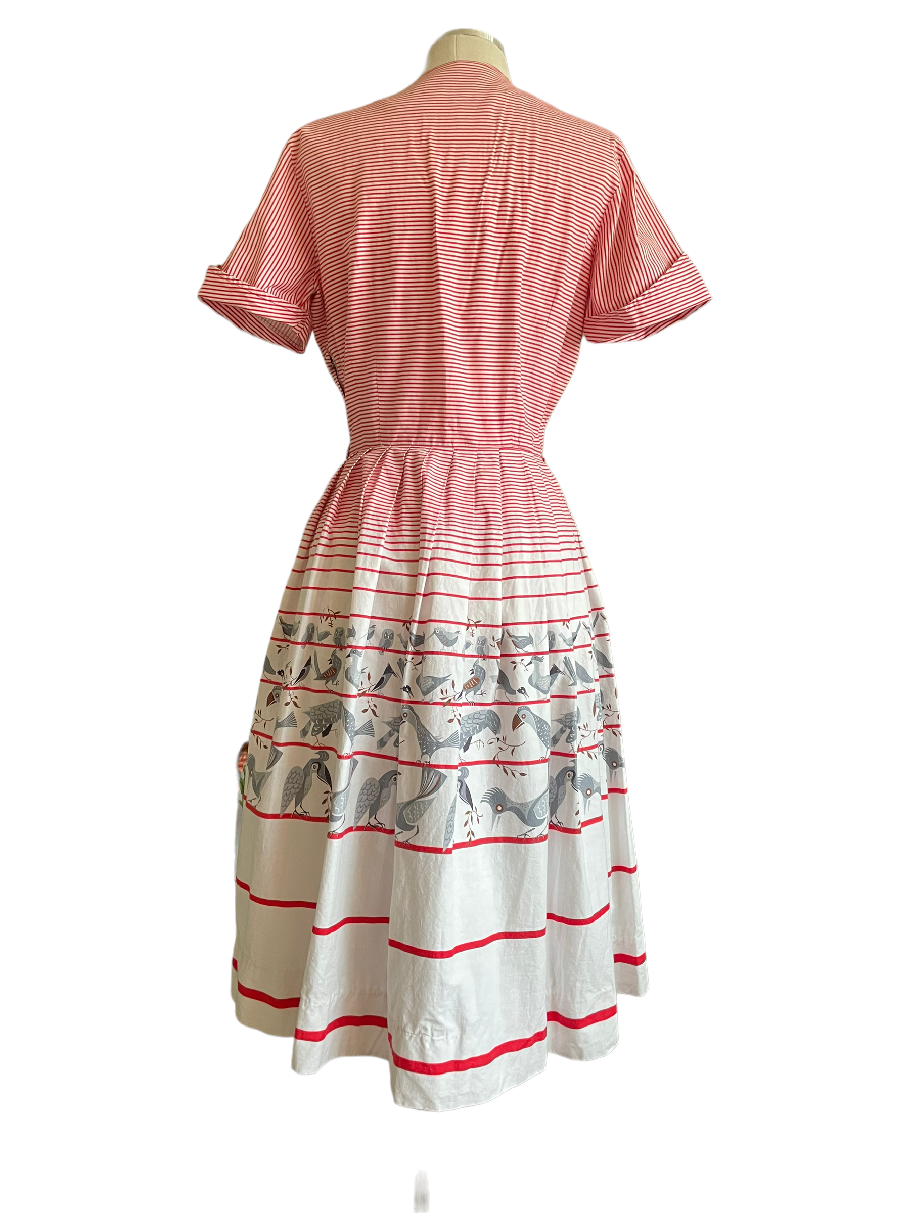 Vintage 1950s Novelty Bird Dress SZ S |  Barn Owl Vintage | Seattle Vintage Dresses Full back view.