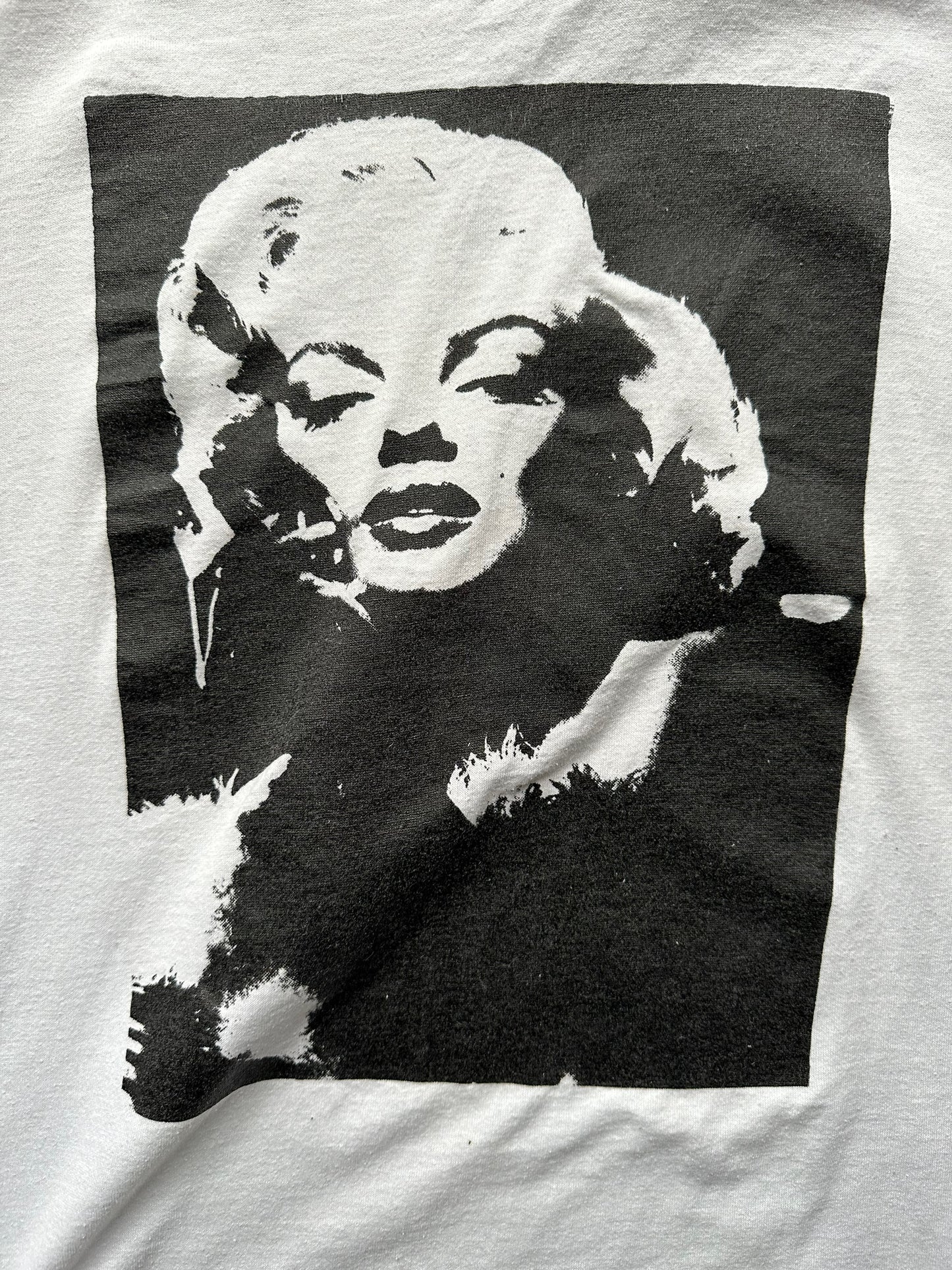 Close Up Detail on Vintage Marilyn Monroe Tee SZ L | Marilyn T-Shirts Seattle | Barn Owl Vintage Goods