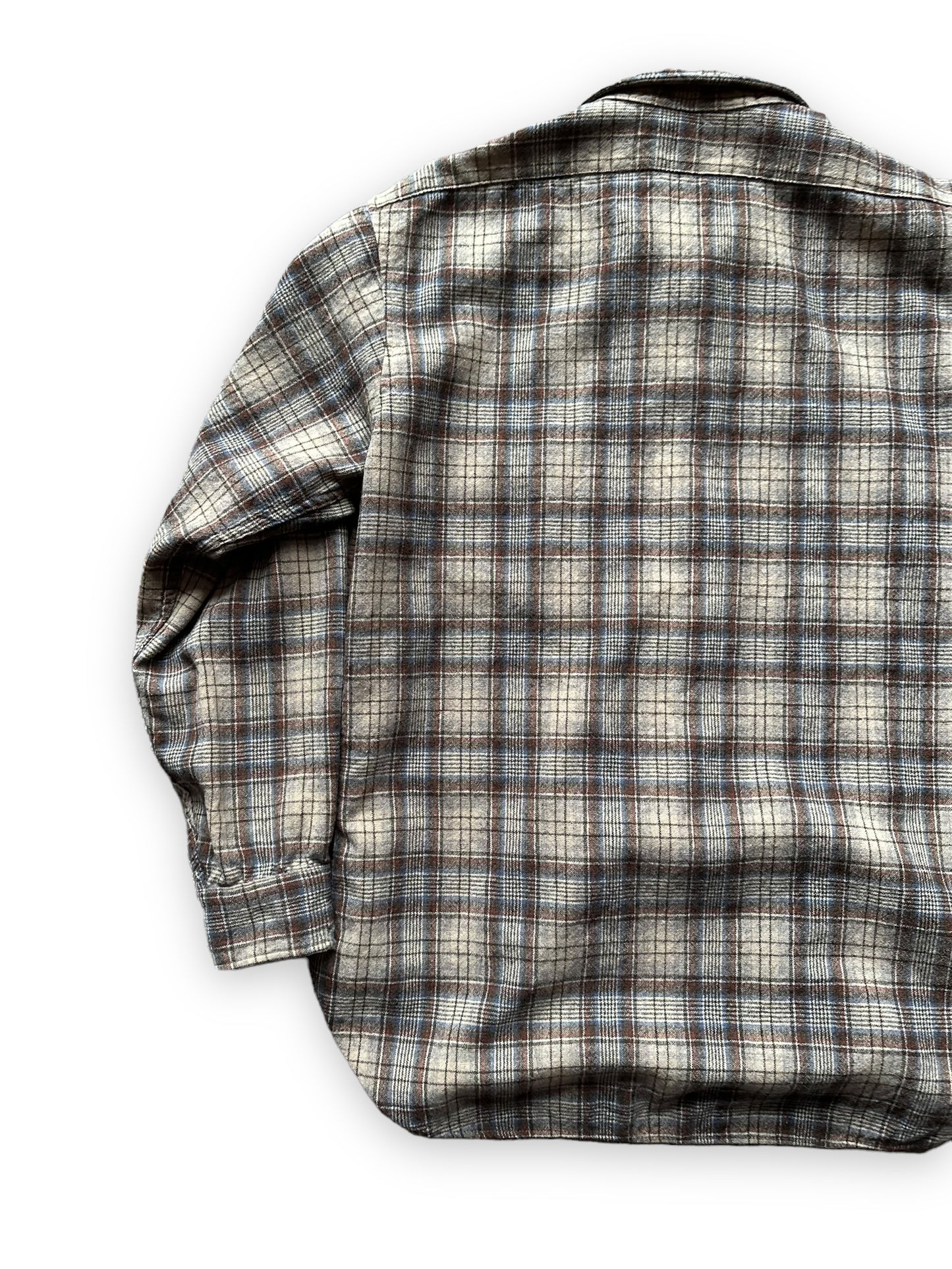 Rear Left Side View of Vintage Pendleton Wool Flannel Shirt SZ L |  Vintage Wool Workwear Seattle | Barn Owl Vintage