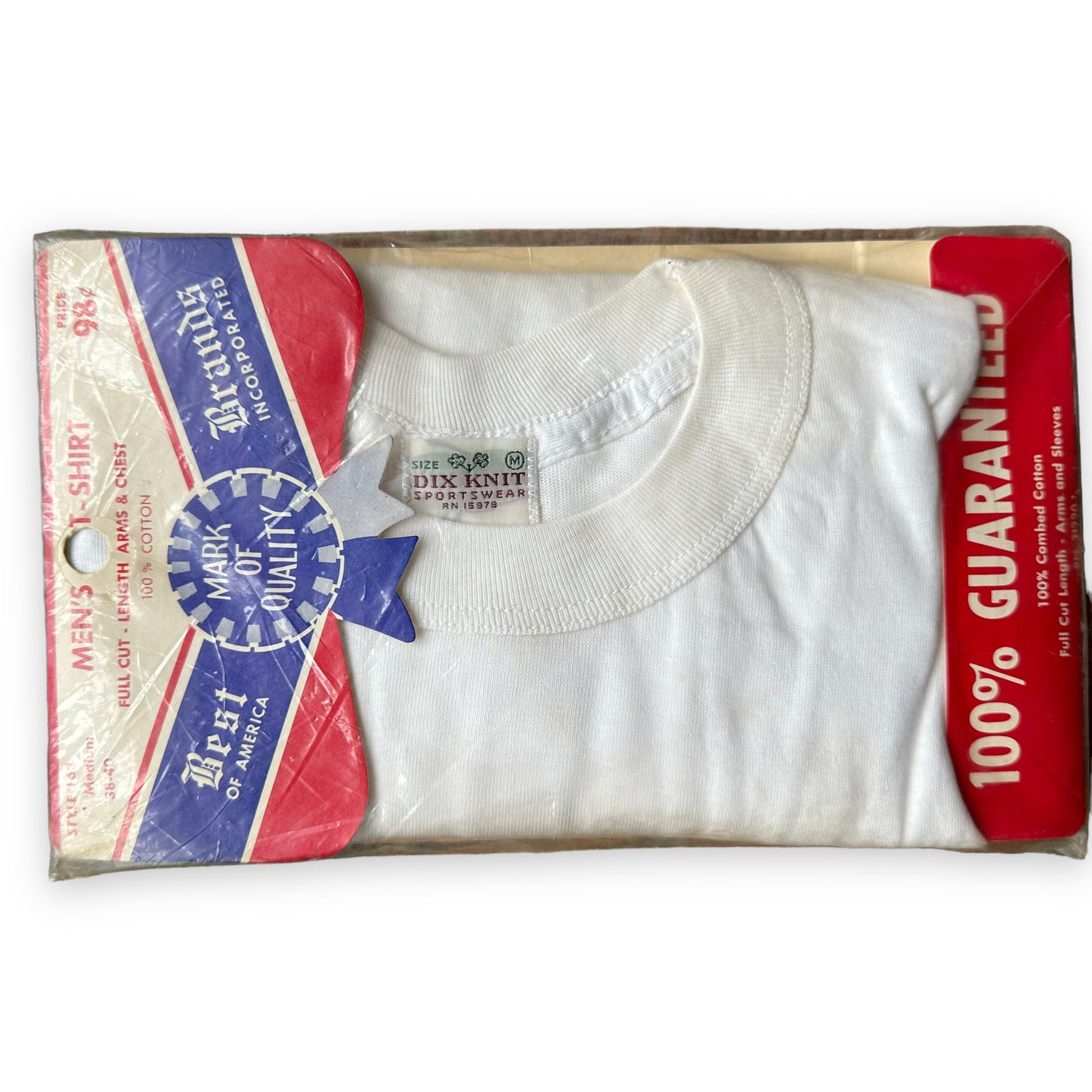 Alternate Front View of Vintage NOS Best Brands Dix Knit Blank T-Shirt SZ M | Vintage Blank Tees Seattle | Vintage T-Shirts Seattle