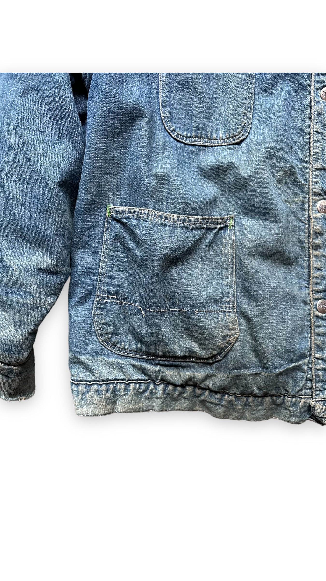 Pocket View on Vintage K-Alls Brand Blanket Lined Denim Chore Jacket SZ XL | Seattle Vintage Workwear | Barn Owl Vintage