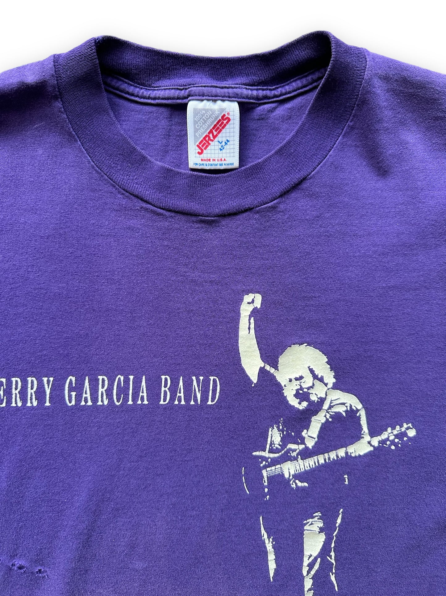 Upper Front View of Vintage Jerry Garcia Band Tour Tee Tee SZ L |  Vintage Grateful Dead Tee Seattle | Barn Owl Vintage