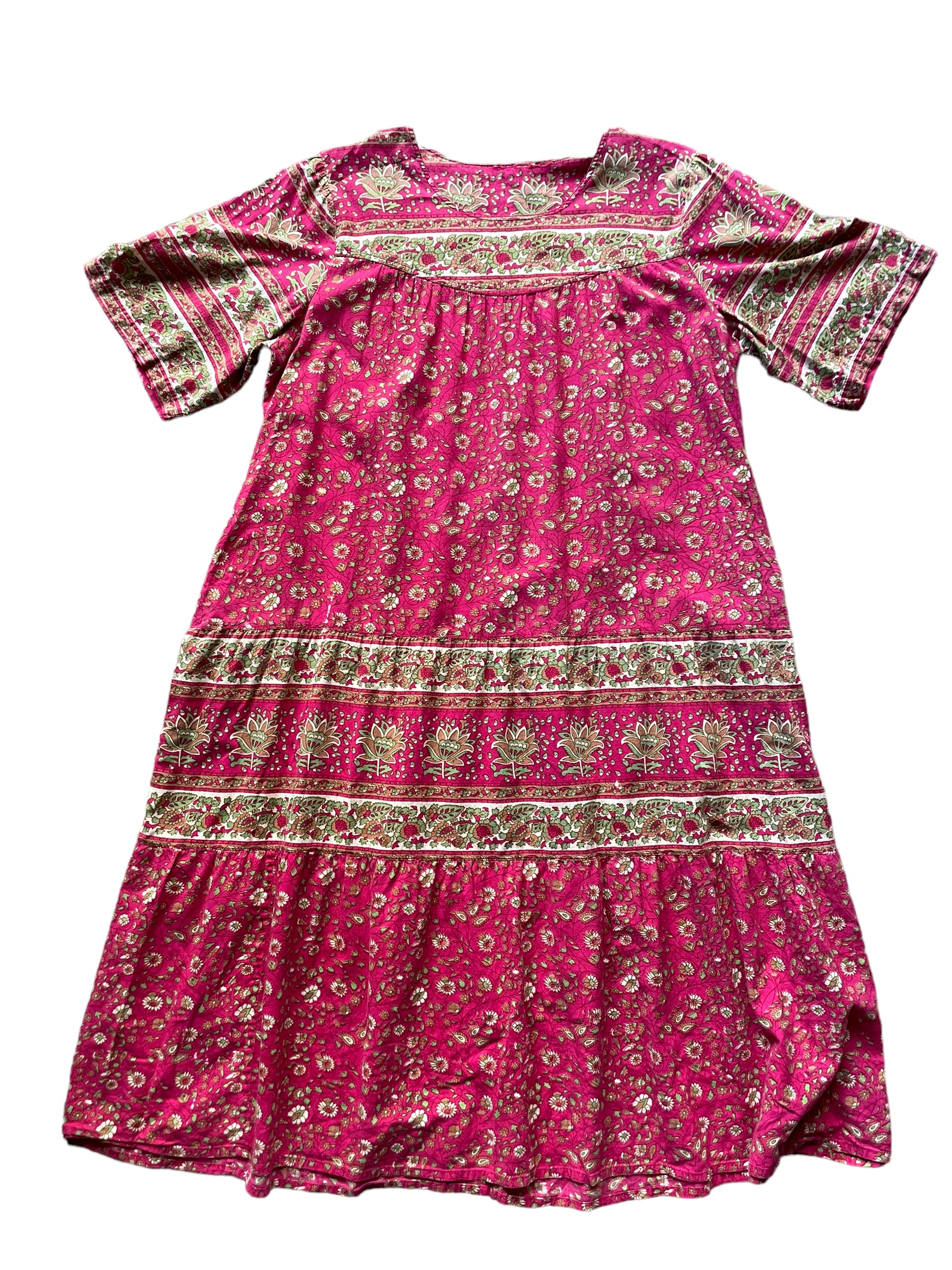 Full front view of Vintage 1970s Indian Cotton Dress Sz XL