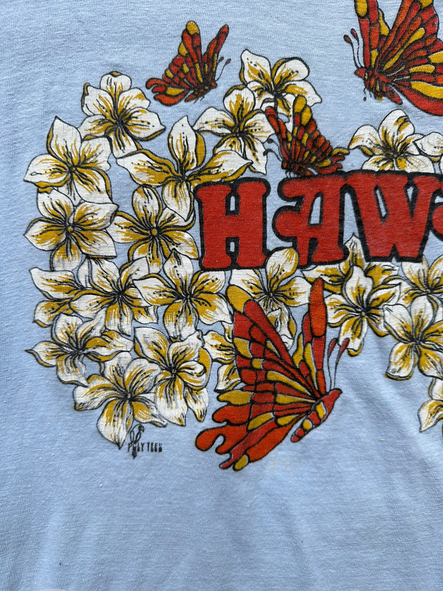 Detail on Graphic of Vintage Hawaii Graphic Tee SZ XL | Vintage T-Shirts Seattle | Barn Owl Vintage Tees Seattle