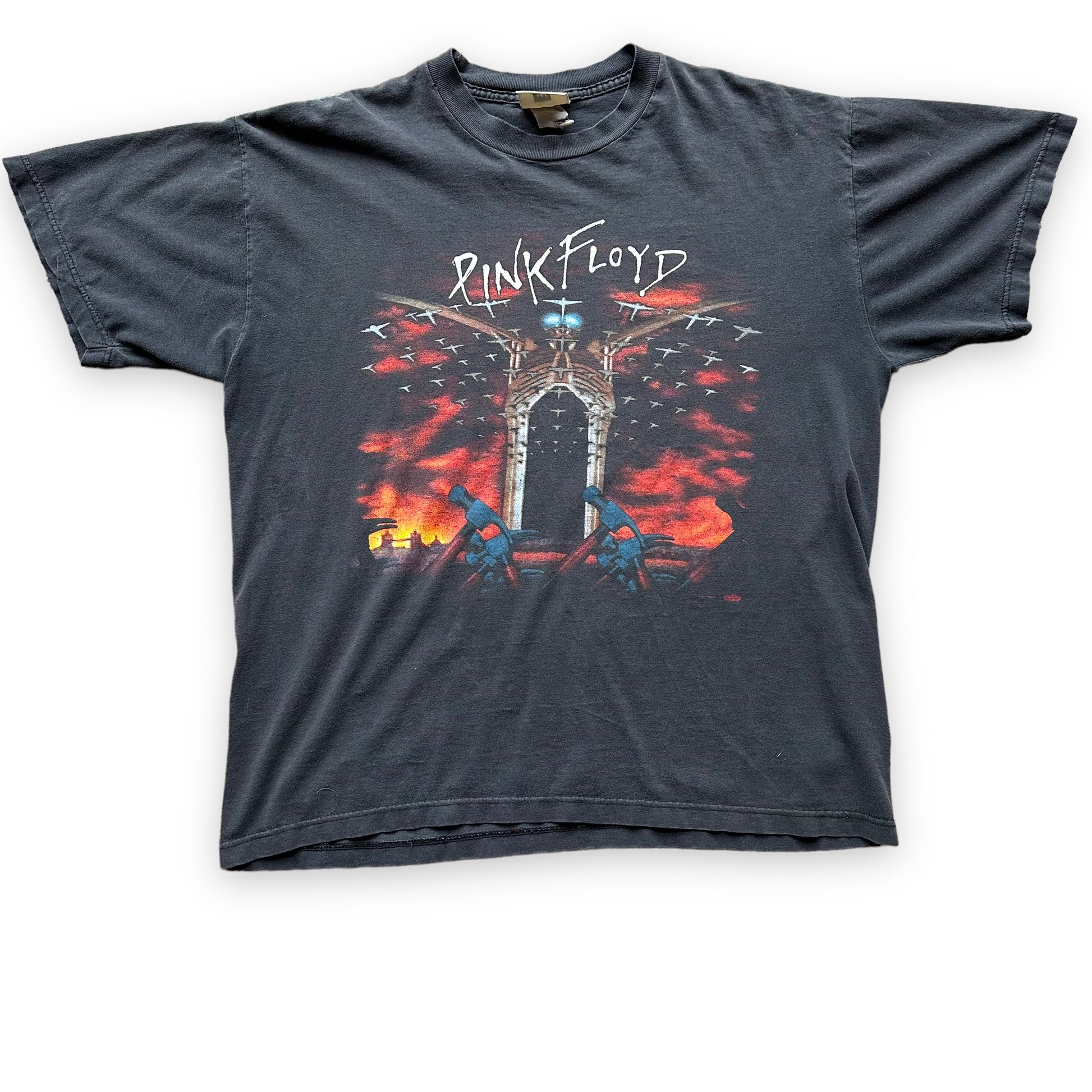 Front View of Vintage 1990s Winterland Pink Floyd The Wall Tee Size XL |  Barn Owl Vintage Seattle | Vintage Rock Tees