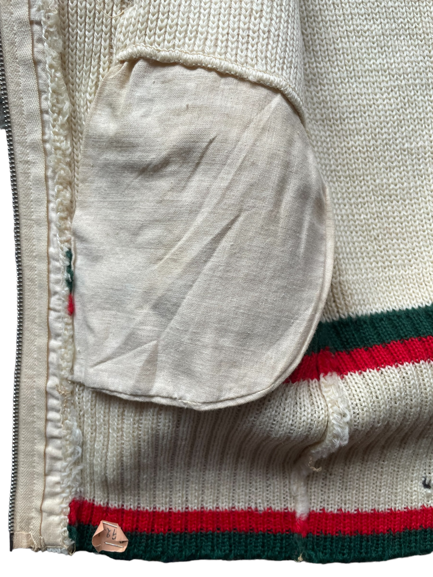 Right Pocket View of Vintage 1950 Cloverdale Knitting Mills Sweater SZ M | Barn Owl Vintage | Seattle True Vintage Sweaters