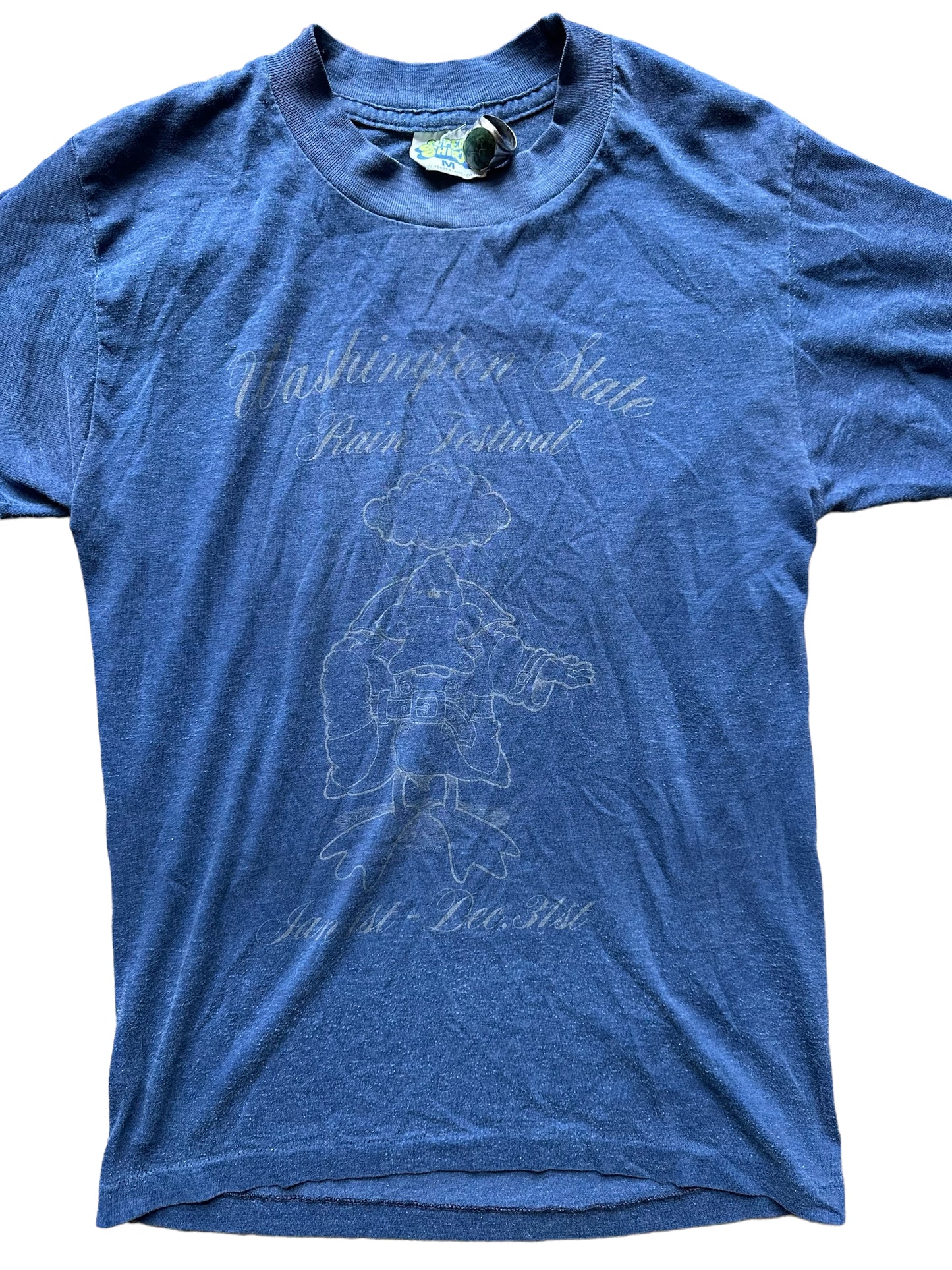 Front Graphic View of Vintage Washington State Rain Festival T Shirt SZ Medium |  Vintage Tee Seattle | Barn Owl Vintage Seattle