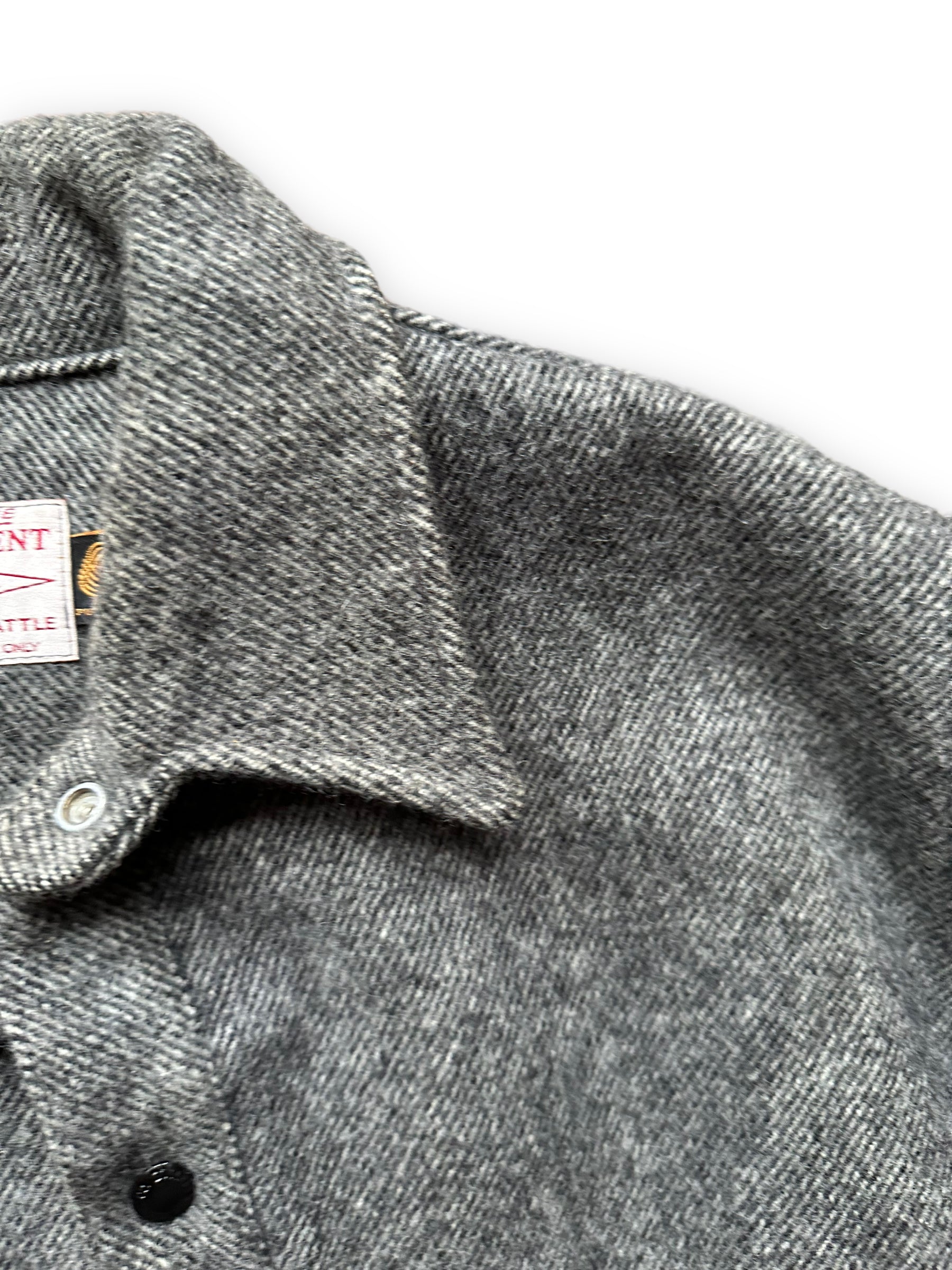 Moth Bites on Vintage Filson Grey Herringbone Cape Coat SZ Large  |  Barn Owl Vintage Goods | Vintage Wool Workwear Seattle