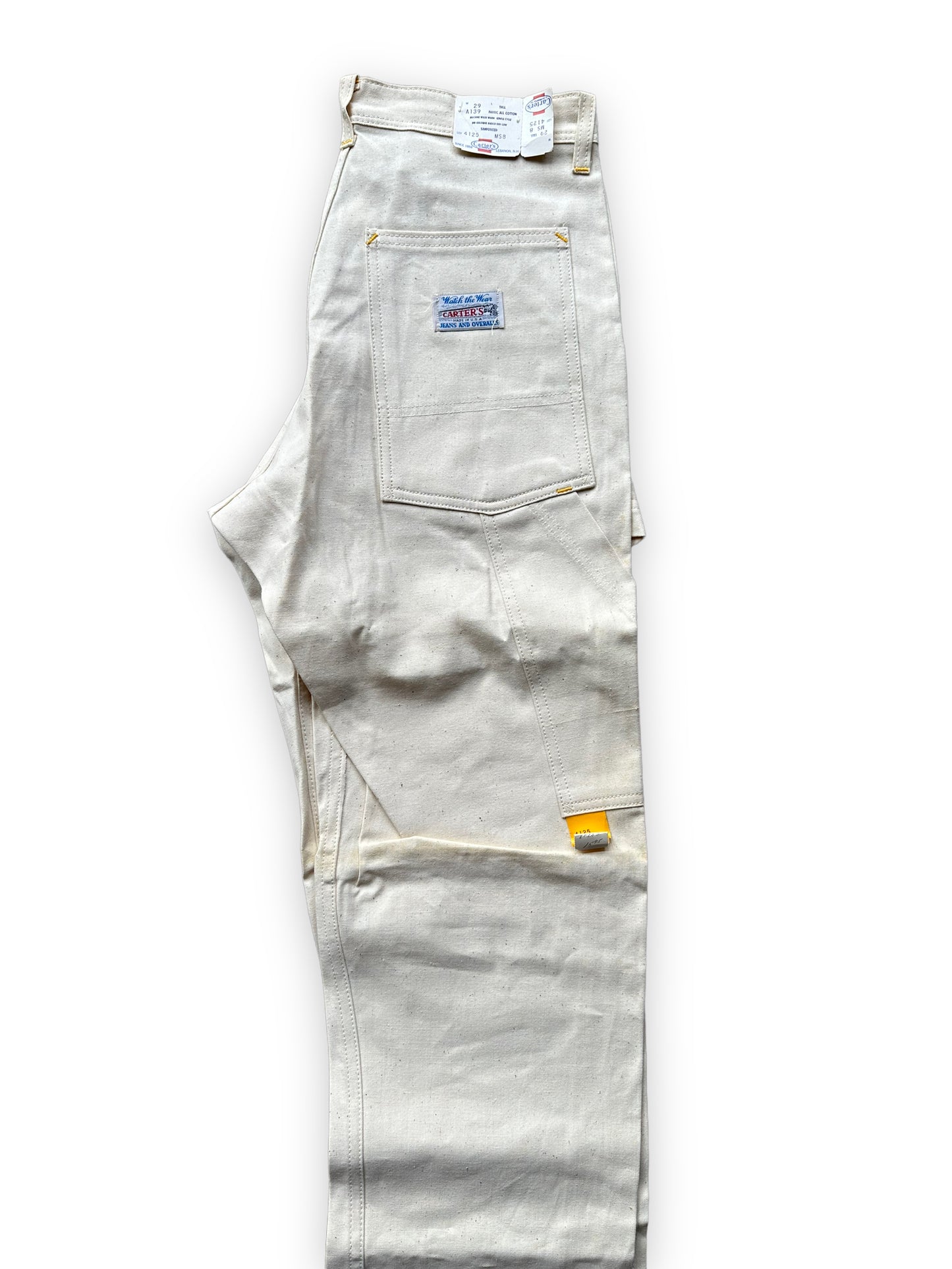 Upper Rear View of NOS Vintage Carter's Ecru Painters Pants W29T | Vintage Workwear Seattle | Barn Owl Vintage Clothing