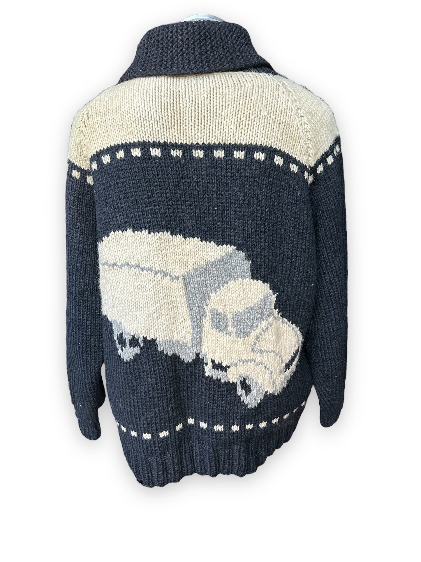 Alternate Rear View of Vintage Trucker Wool Cowichan SZ XL |  Vintage Cowichan Sweaters Seattle | Barn Owl Vintage Seattle