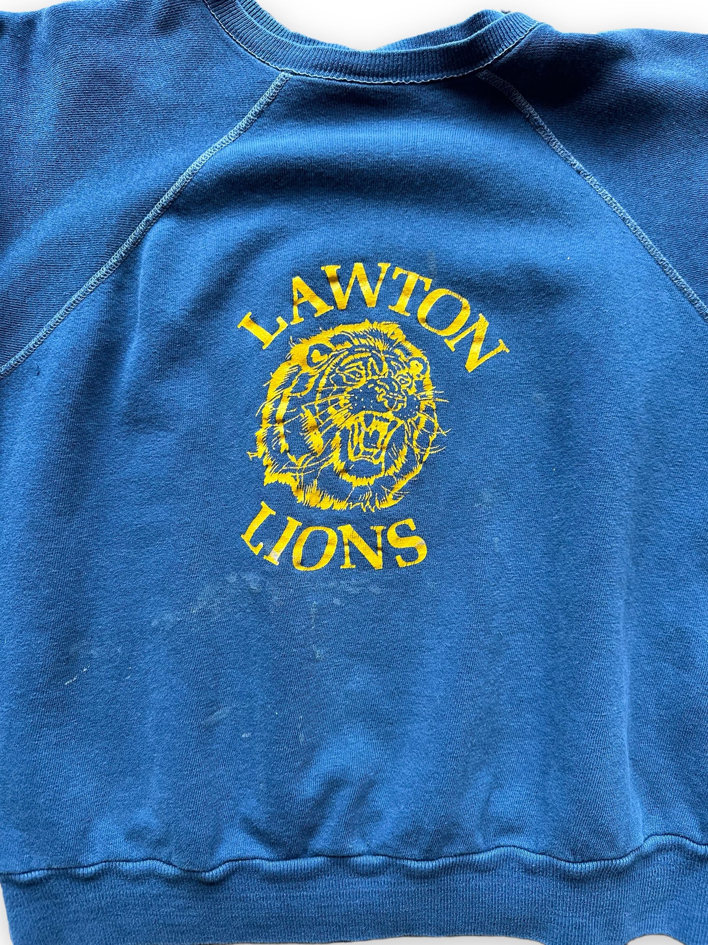 Graphic View on Vintage Small Lawton Lions Crewneck Sweatshirt | Vintage Crewneck Sweatshirt Seattle | Barn Owl Vintage Clothing