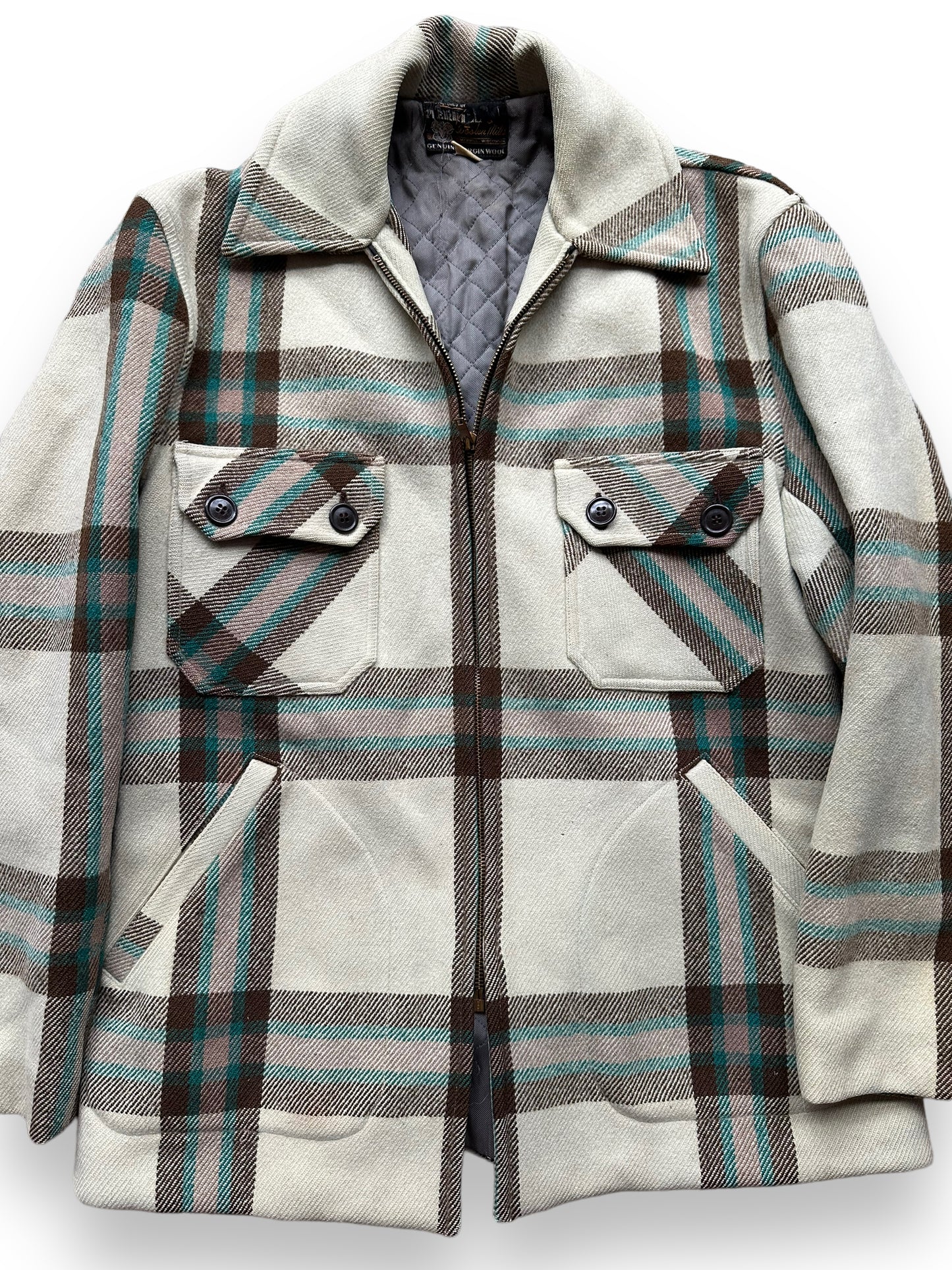 Front Detail on Vintage Merrill Woolen Mills Jacket SZ L |  Barn Owl Vintage Goods | Vintage Wool Coat Seattle