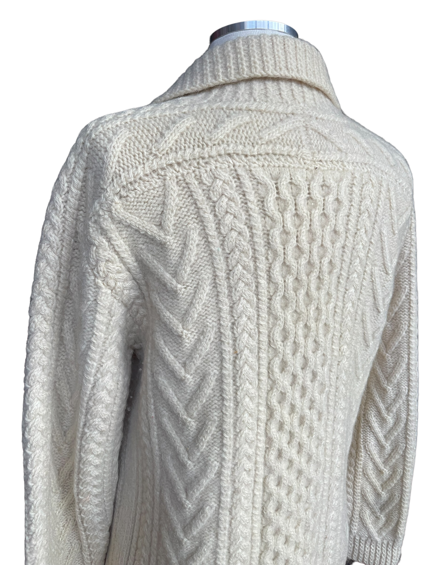 Left rear shoulder view Vintage 1940's Wool Hand Knit Zip up Cardigan Sweater | Barn Owl Vintage | Seattle True Vintage
