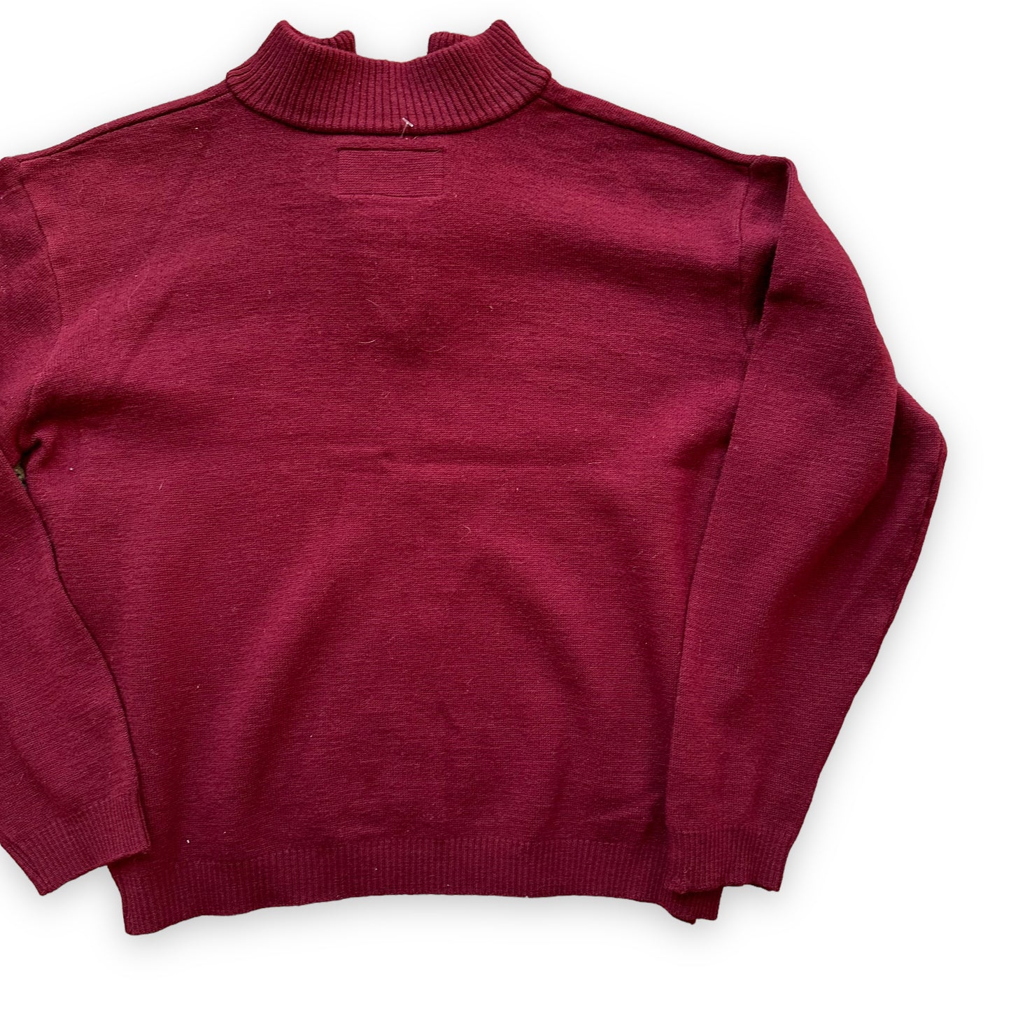 Right Rear View of Filson Style 719 Zip Up Burgundy Sweater SZ L | Vintage Workwear Seattle