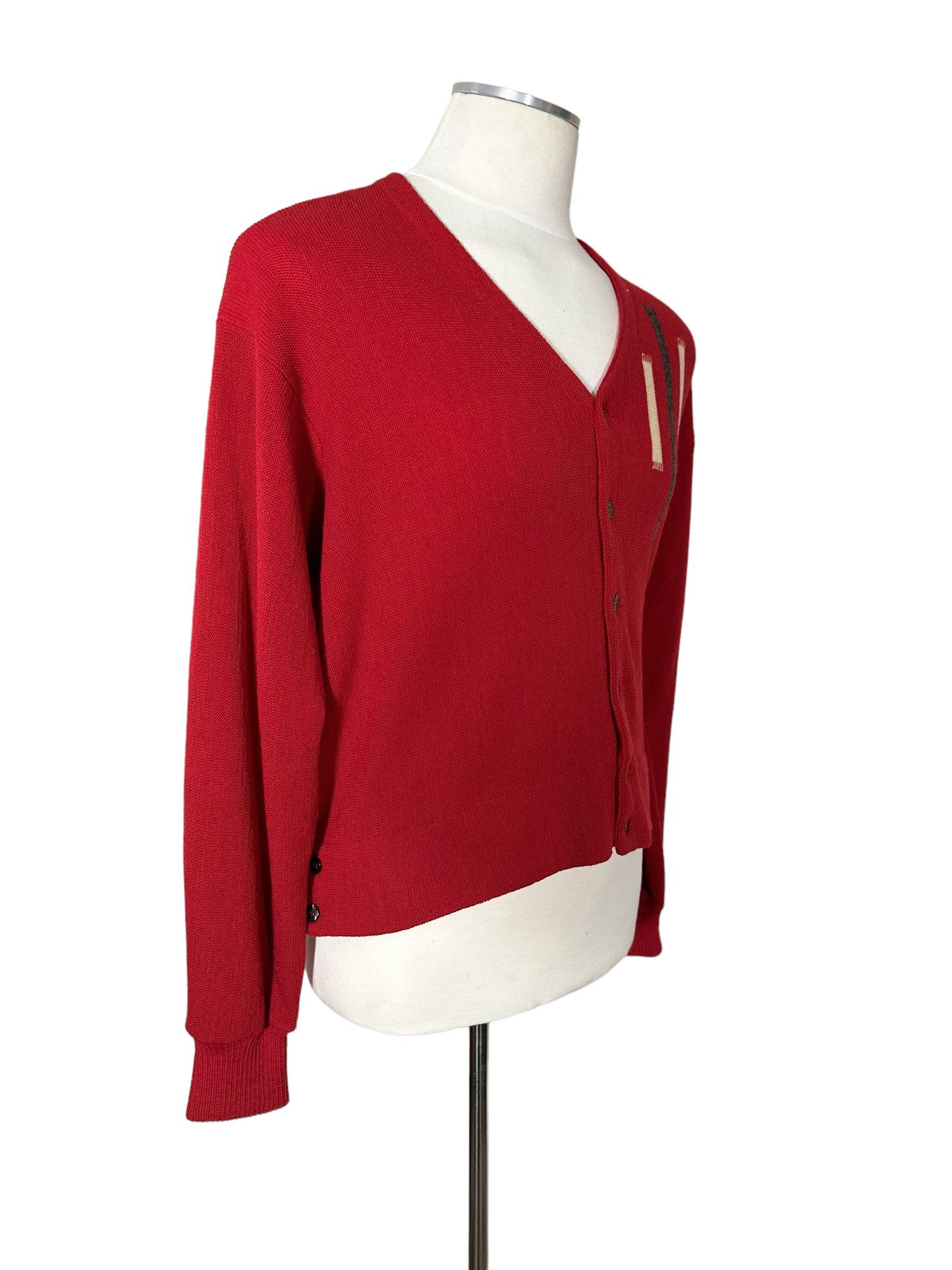 Right Quarter View of Vintage Hastings Red Wool Cardigan | Vintage Clothing Seattle
