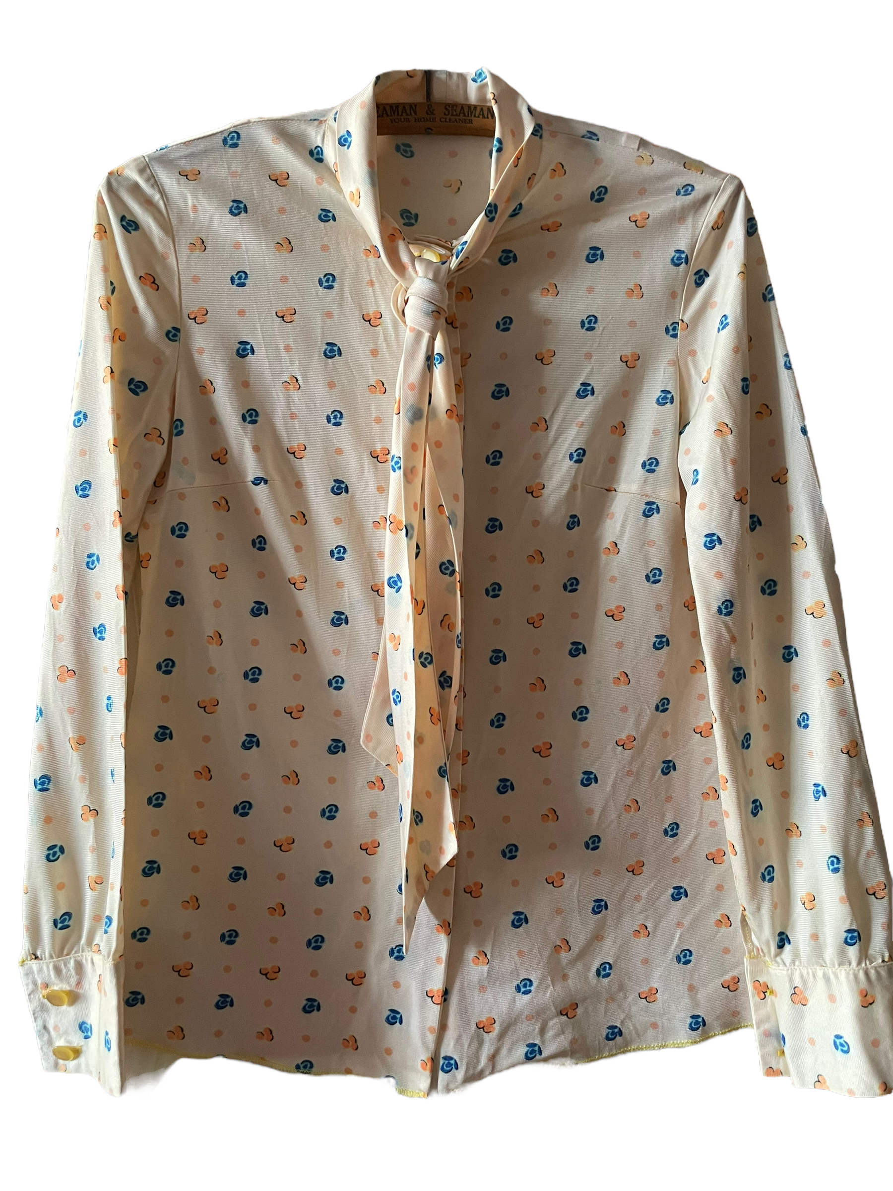 Full front view of Vintage 1940s Rayon Blouse SZ S | Barn Owl Seattle | Vintage 1940s Ladies Clothing