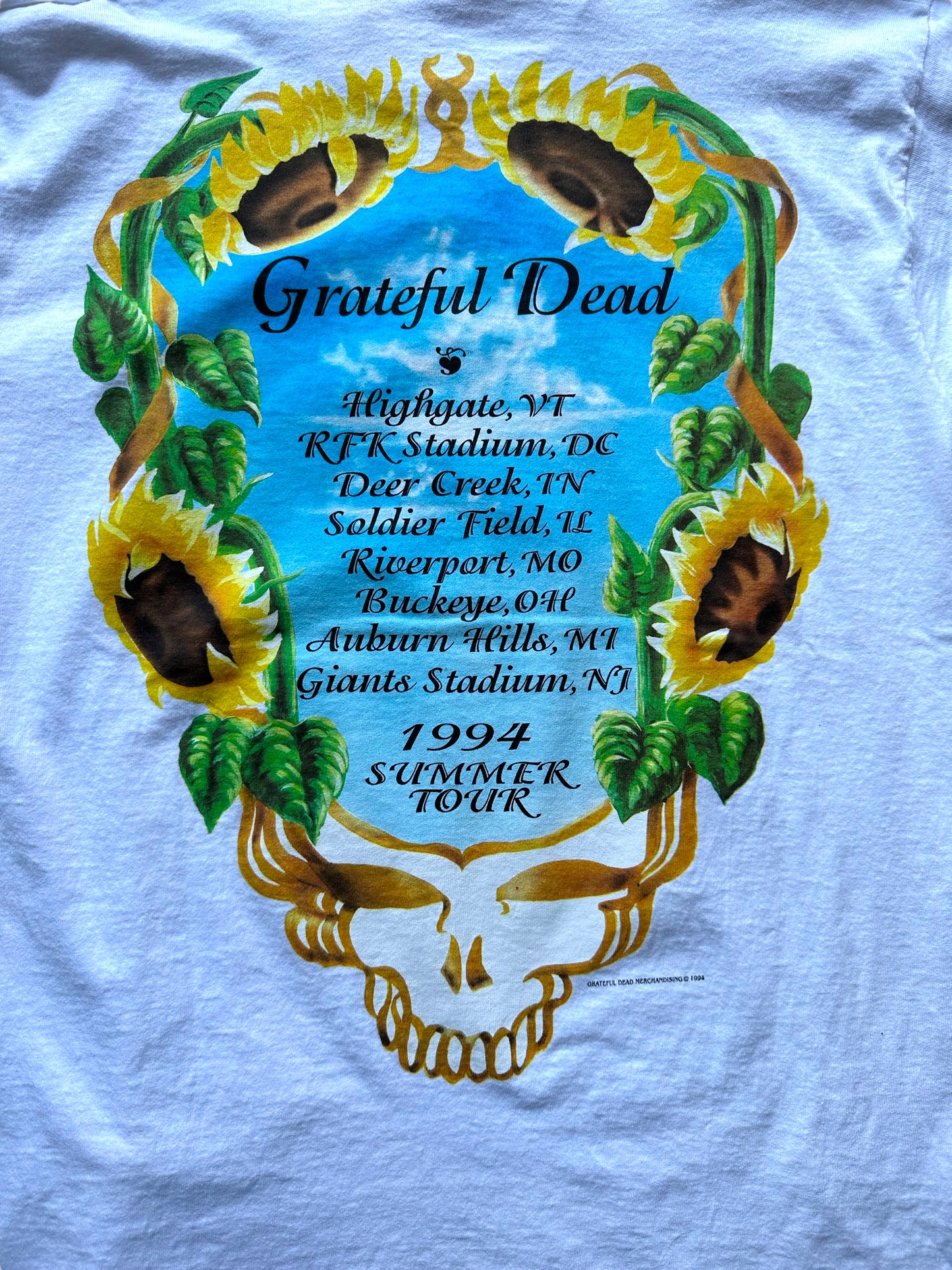 Rear Detail on Vintage Single Stitch Grateful Dead 1994 Summer Tour Tee Sz L |  Vintage Grateful Dead Tee Seattle | Barn Owl Vintage
