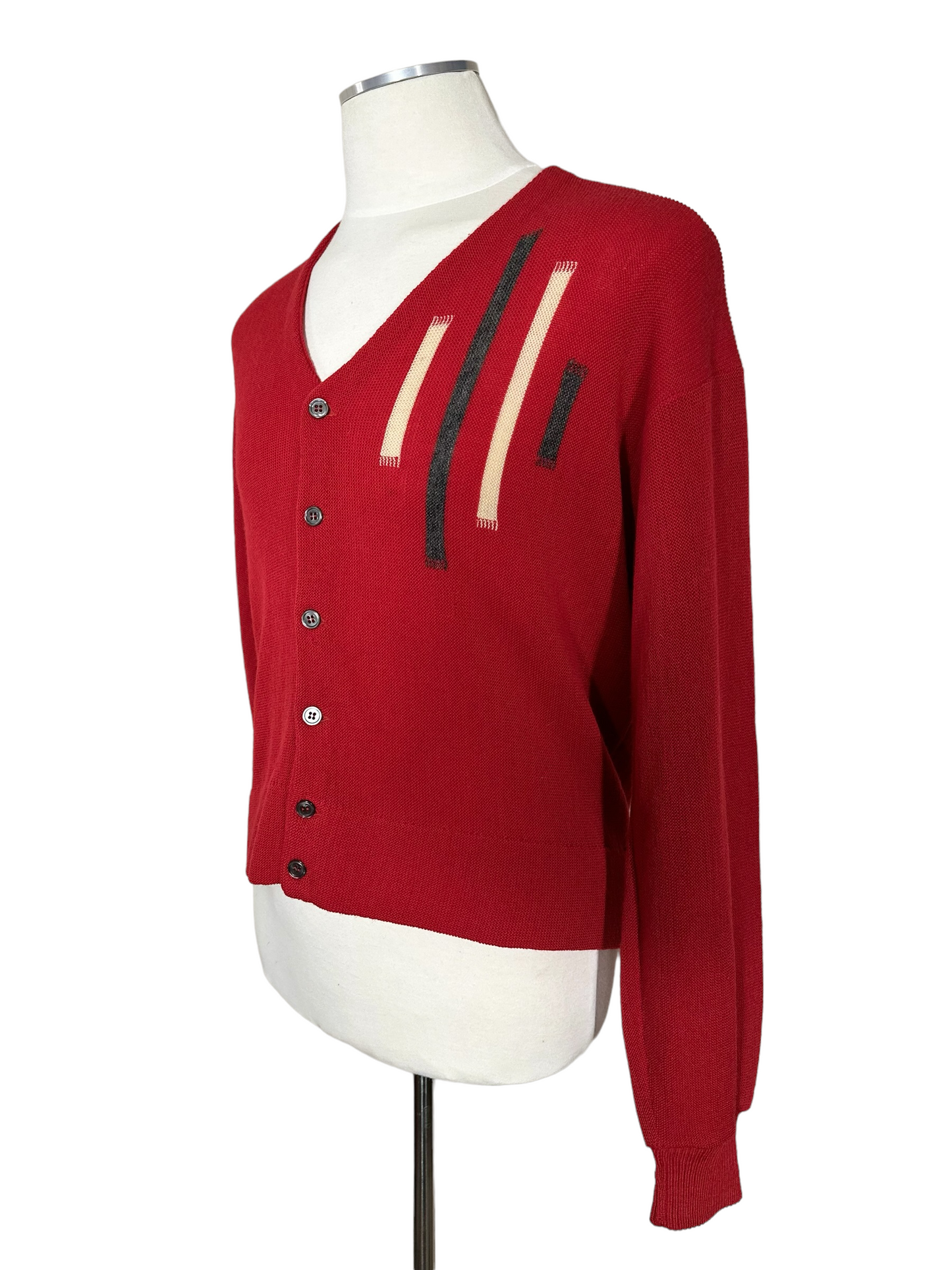 Left Quarter View of Vintage Hastings Red Wool Cardigan | Seattle Vintage Clothing 