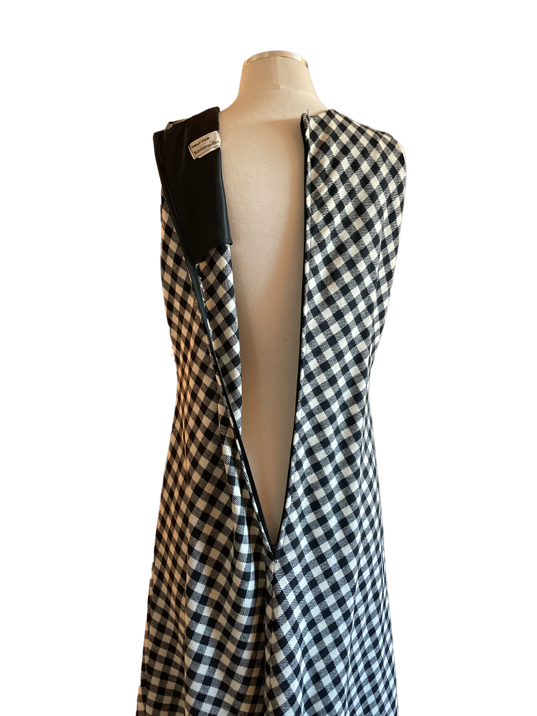 Open zipper view of Vintage 1960s Nordstroms Best Wool Maxi Dress SZ M |  Barn Owl Vintage | Seattle Vintage Dresses