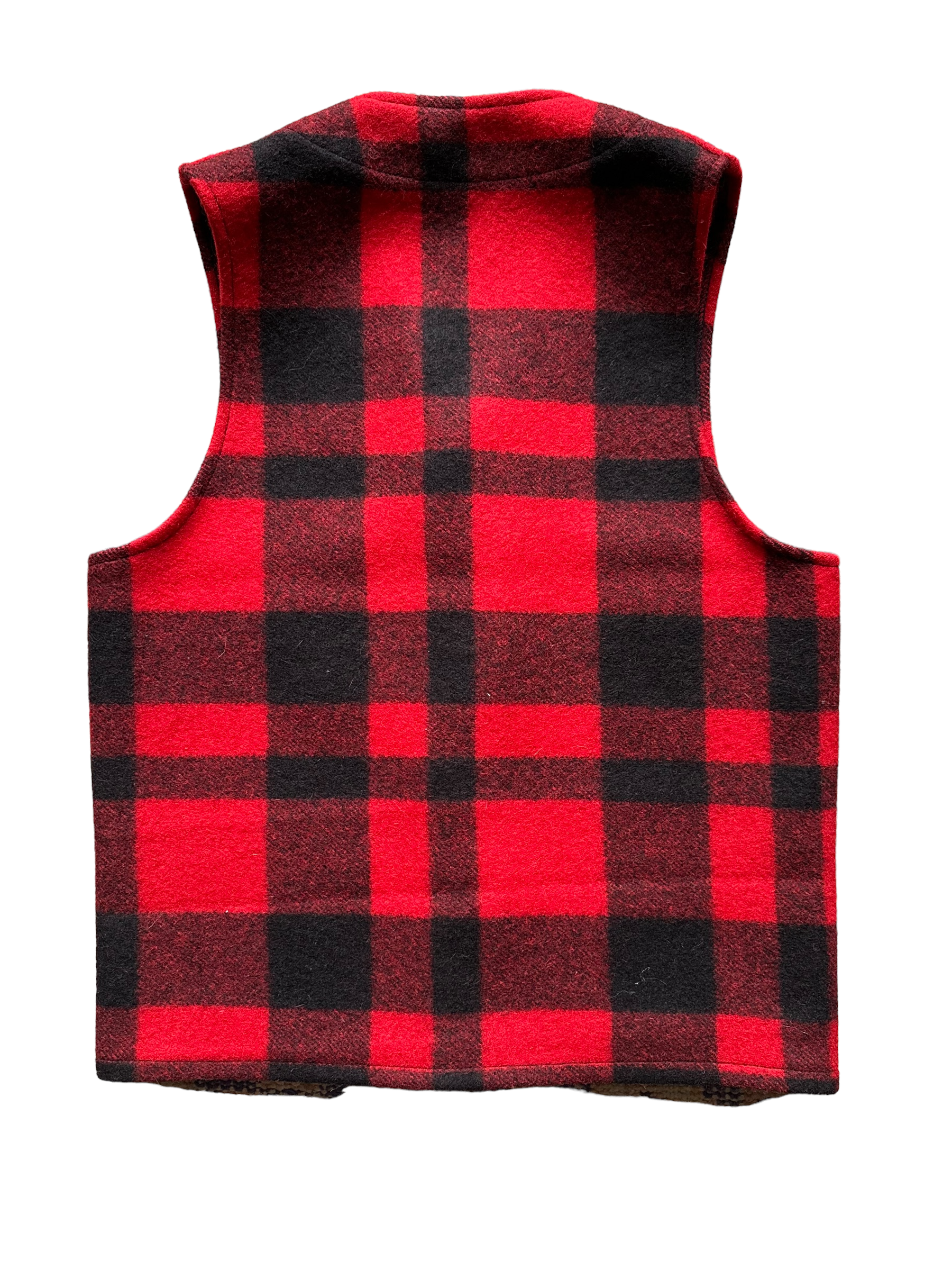 Rear View of Vintage Filson Mackinaw Vest SZ 36 |  Red & Black Mackinaw Wool | Seattle Workwear