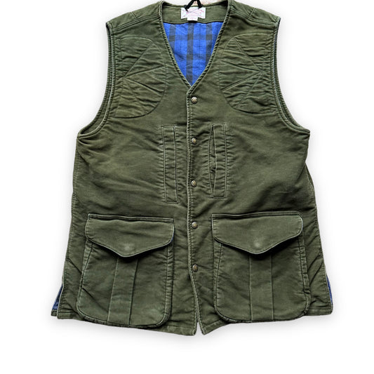 Front View of Filson Flannel Lined Moleskin Vest SZ M |  Barn Owl Vintage Goods | Vintage Filson Workwear Seattle