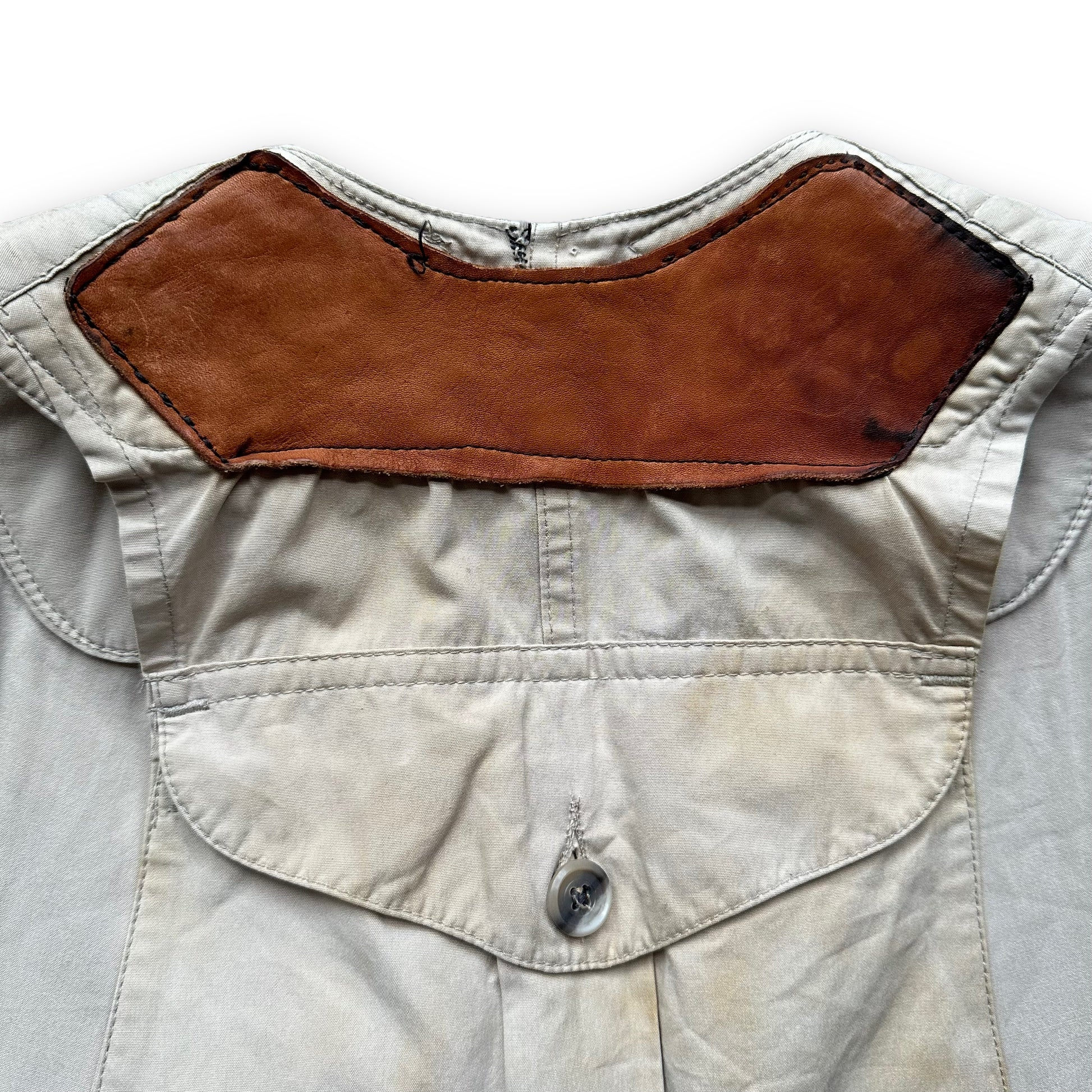 Leather Addition on Rear of Filson Half Moon Vest With Leather Additions SZ M |  Vintage Filson Seattle | Barn Owl Vintage Seattle
