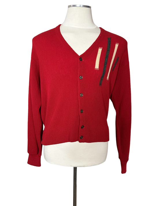 Front View of Vintage Hastings Red Wool Cardigan | Vintage Clothing Seattle
