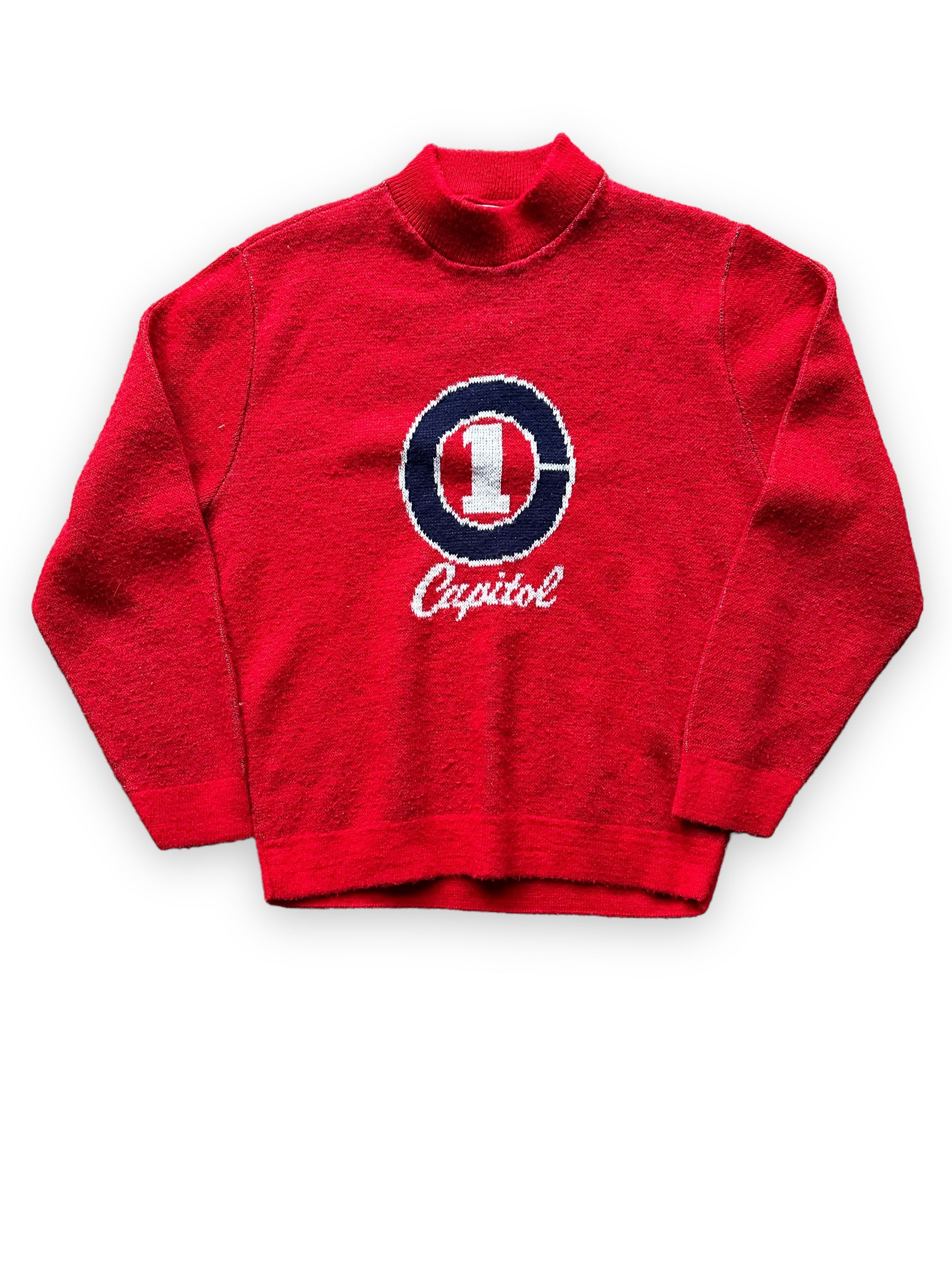 Front View of Vintage Capitol Records Promotional Sweater SZ M |  Vintage Sweaters Seattle | Barn Owl Vintage Seattle