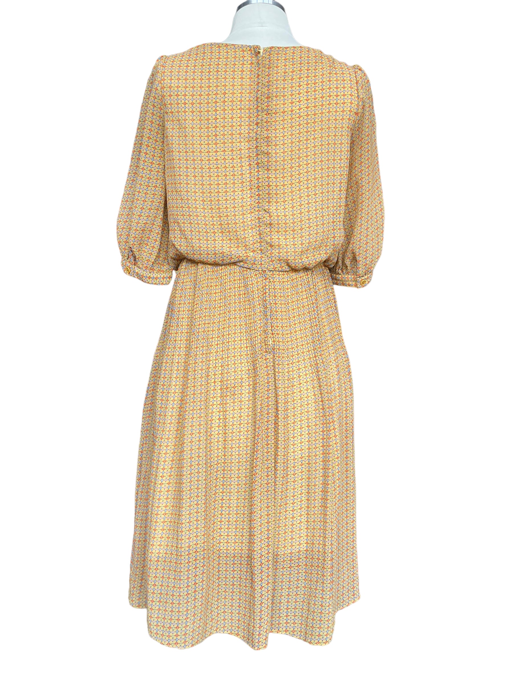 Full back view of Vintage 1950s Parisian Sheer Rayon Dress 