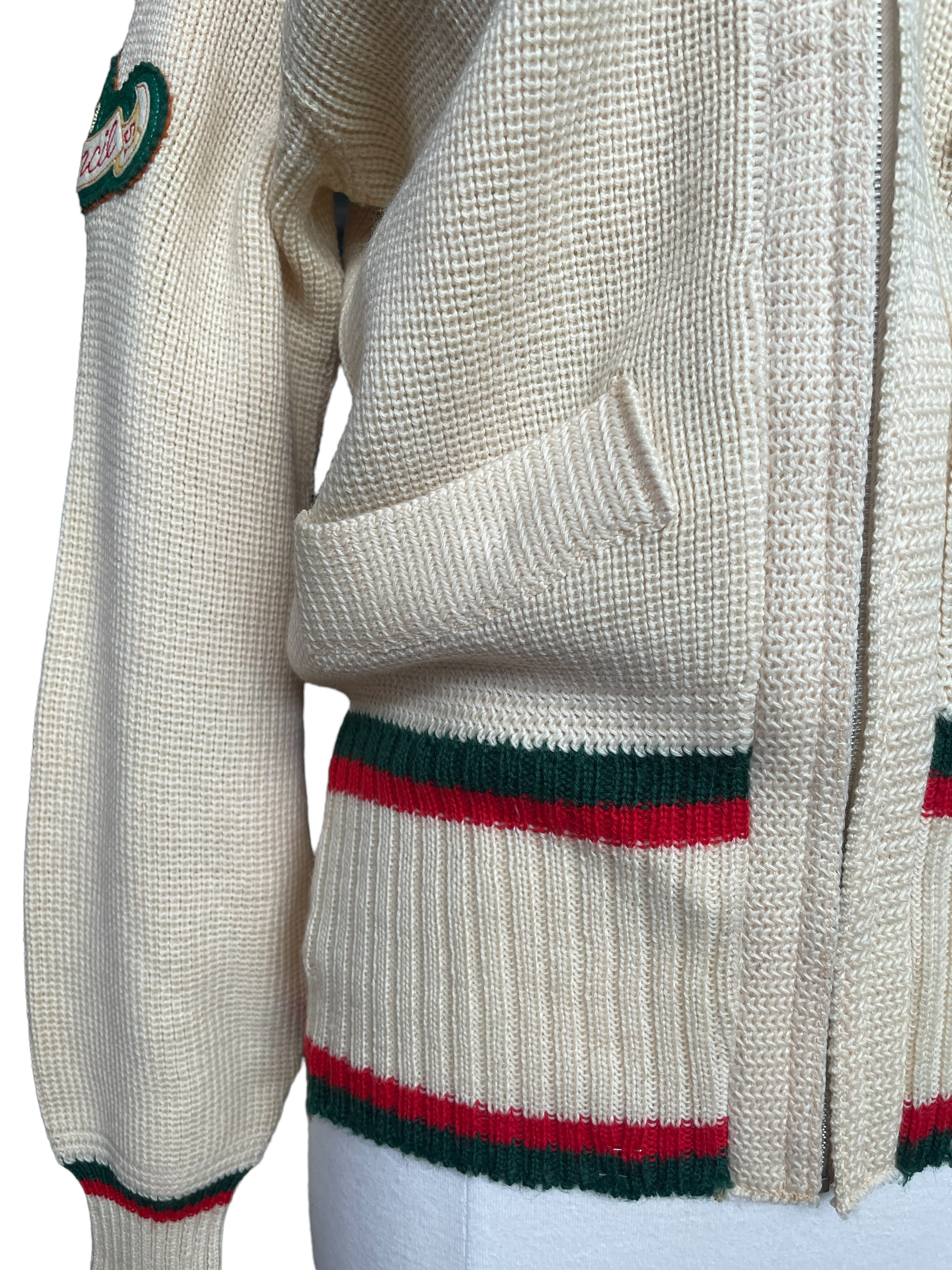 Lower Right Pocket View of Vintage 1950 Cloverdale Knitting Mills Sweater SZ M | Barn Owl Vintage | Seattle True Vintage Sweaters