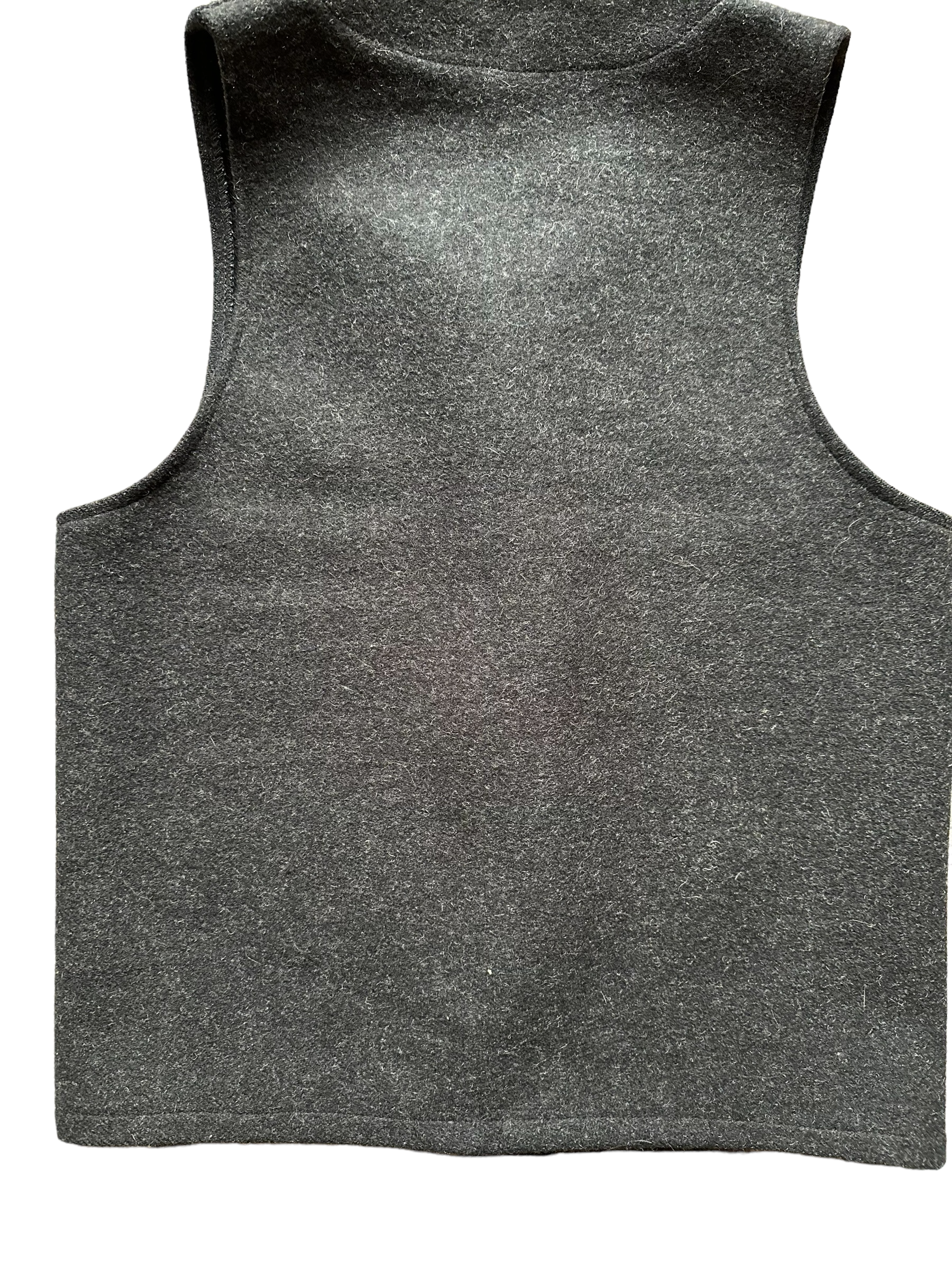Lower Rear View of Vintage Filson Mackinaw Vest SZ 36 |  Charcoal Grey Wool Vest | Vintage Seattle Workwear