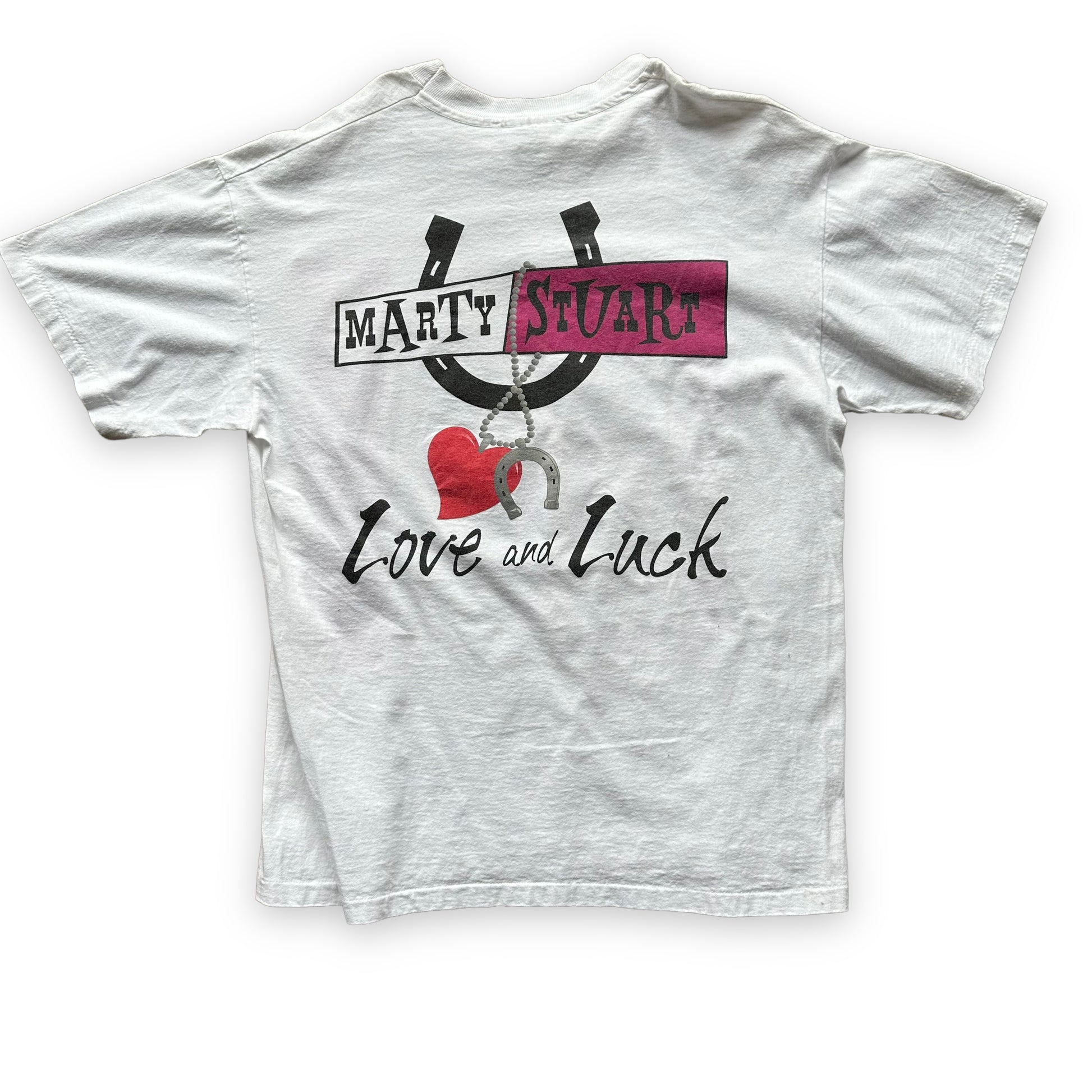 Rear View of Vintage Marty Stuart Love & Luck Tee SZ L | Country Music Tees Seattle | Barn Owl Vintage Goods
