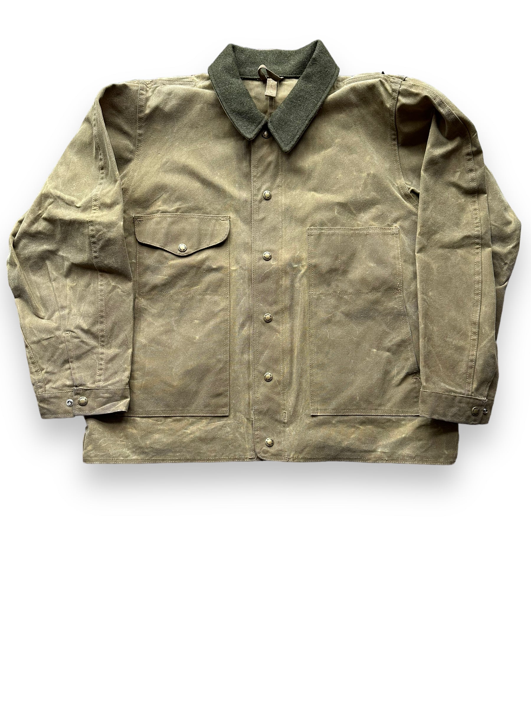 Front View of Filson Tin Cloth Jacket SZ XL |  Barn Owl Vintage Goods | Filson Workwear Seattle