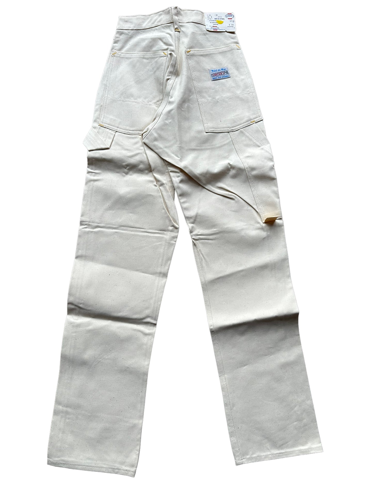Rear View of NOS Vintage Carter's Ecru Painters Pants W26 L32 | Vintage Workwear Seattle | Barn Owl Vintage Clothing