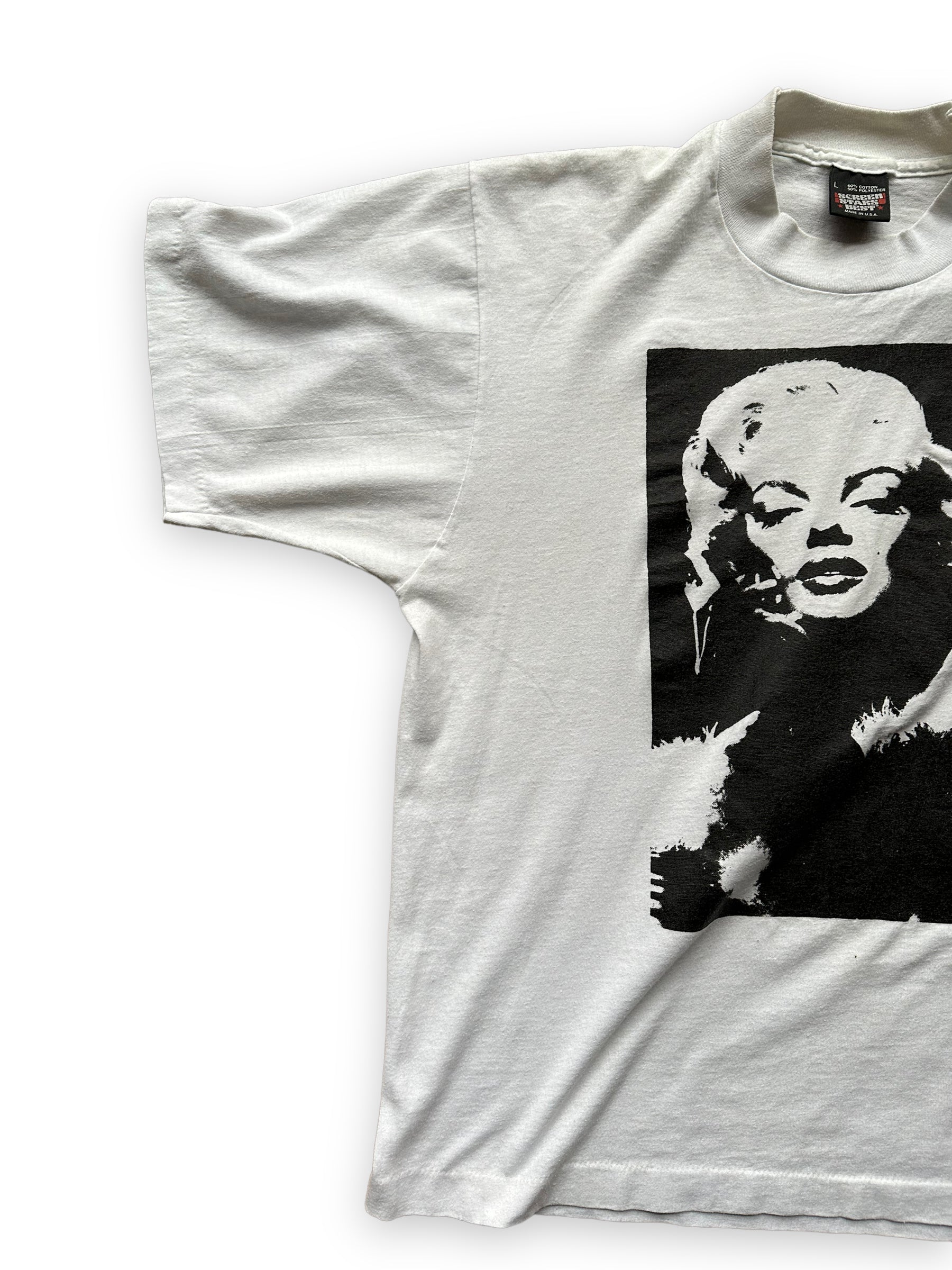 Right Front View of Vintage Marilyn Monroe Tee SZ L | Marilyn T-Shirts Seattle | Barn Owl Vintage Goods